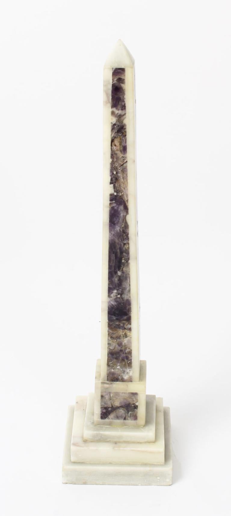 19th Century Pair Grand Tour Convent Siena and Amethyst Marble Obelisks 3