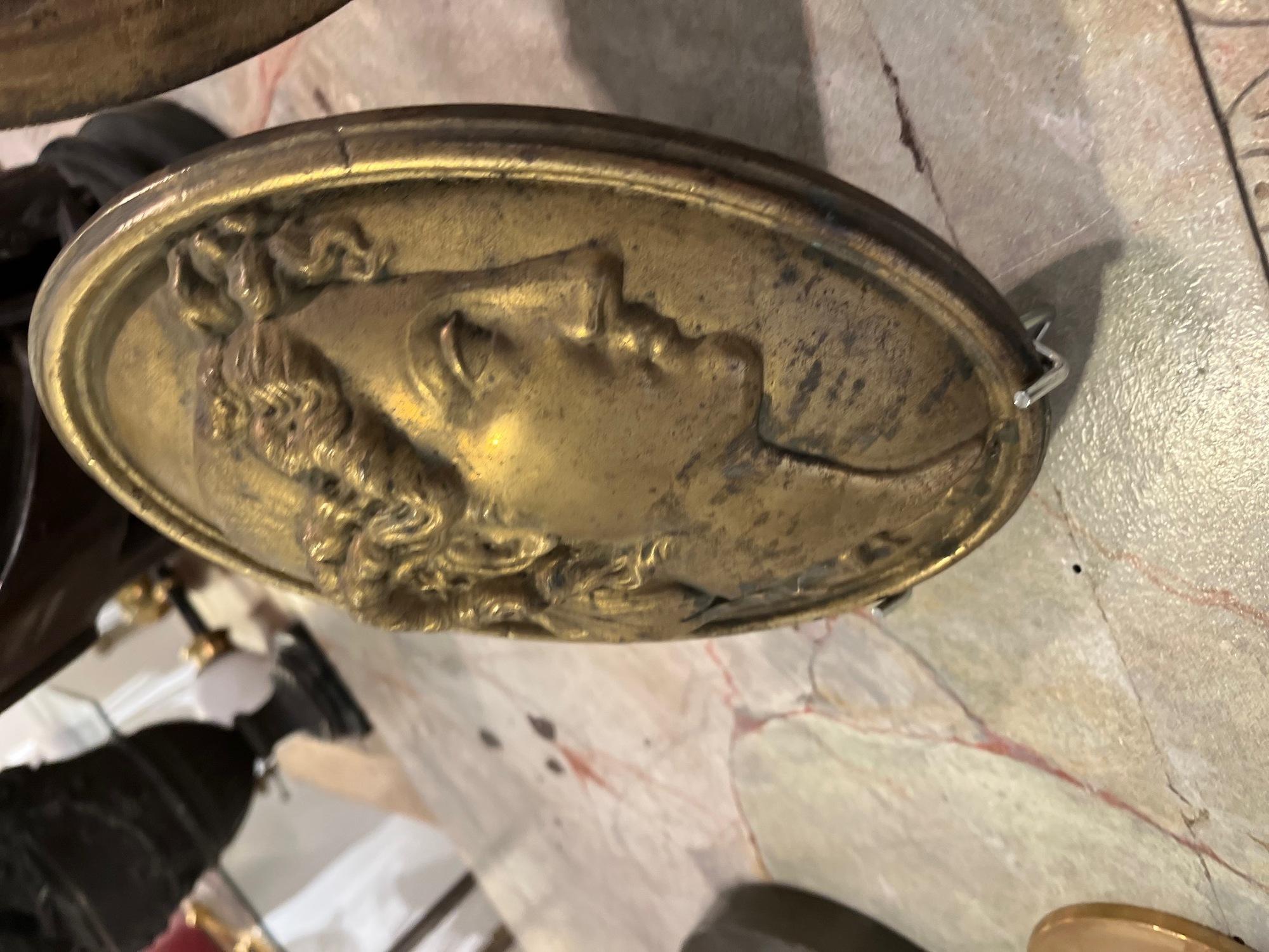 19th Century Pair Grand Tour Neoclassical Gilt Metal Relief Medallions For Sale 6