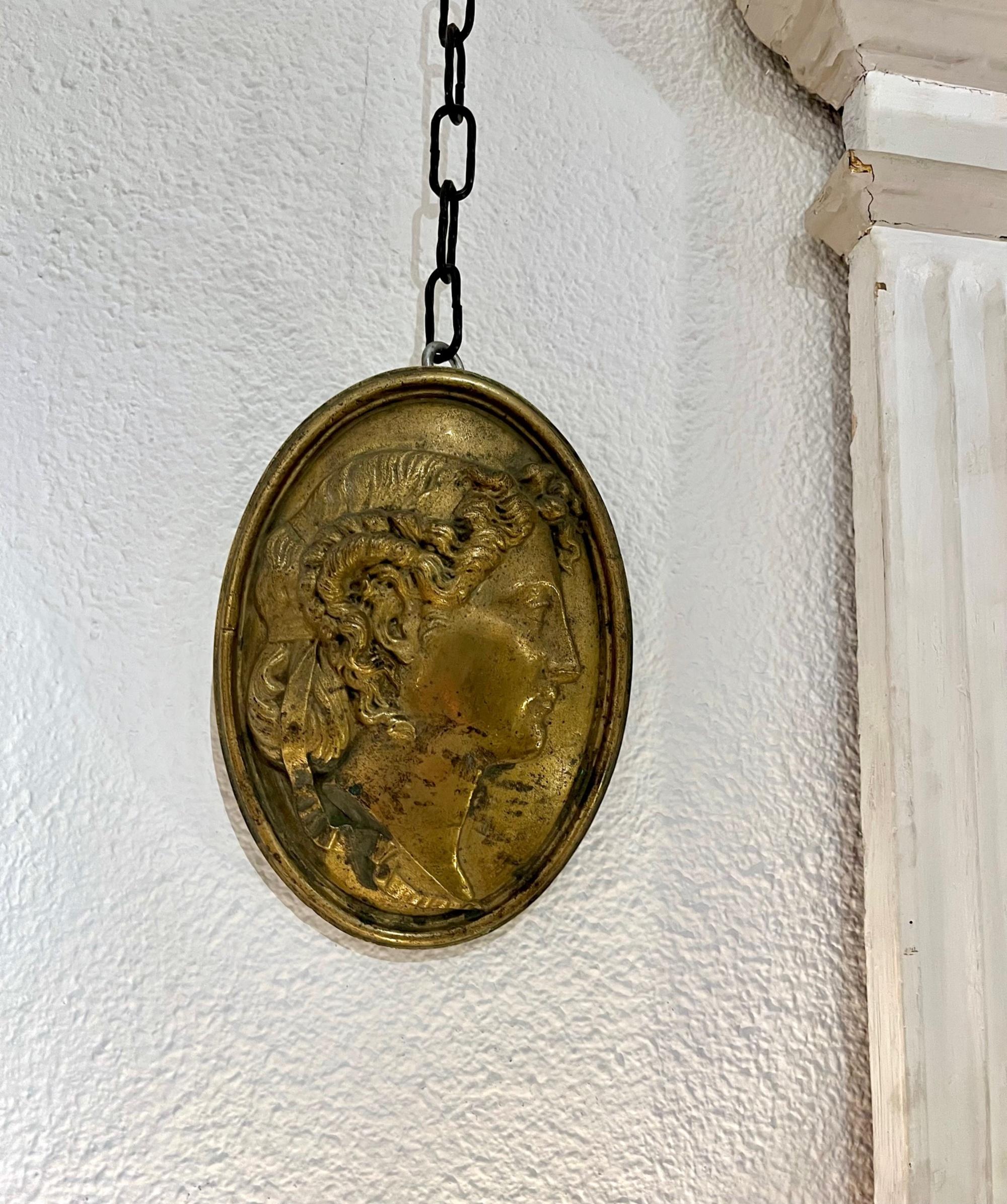 19th Century Pair Grand Tour Neoclassical Gilt Metal Relief Medallions For Sale 11