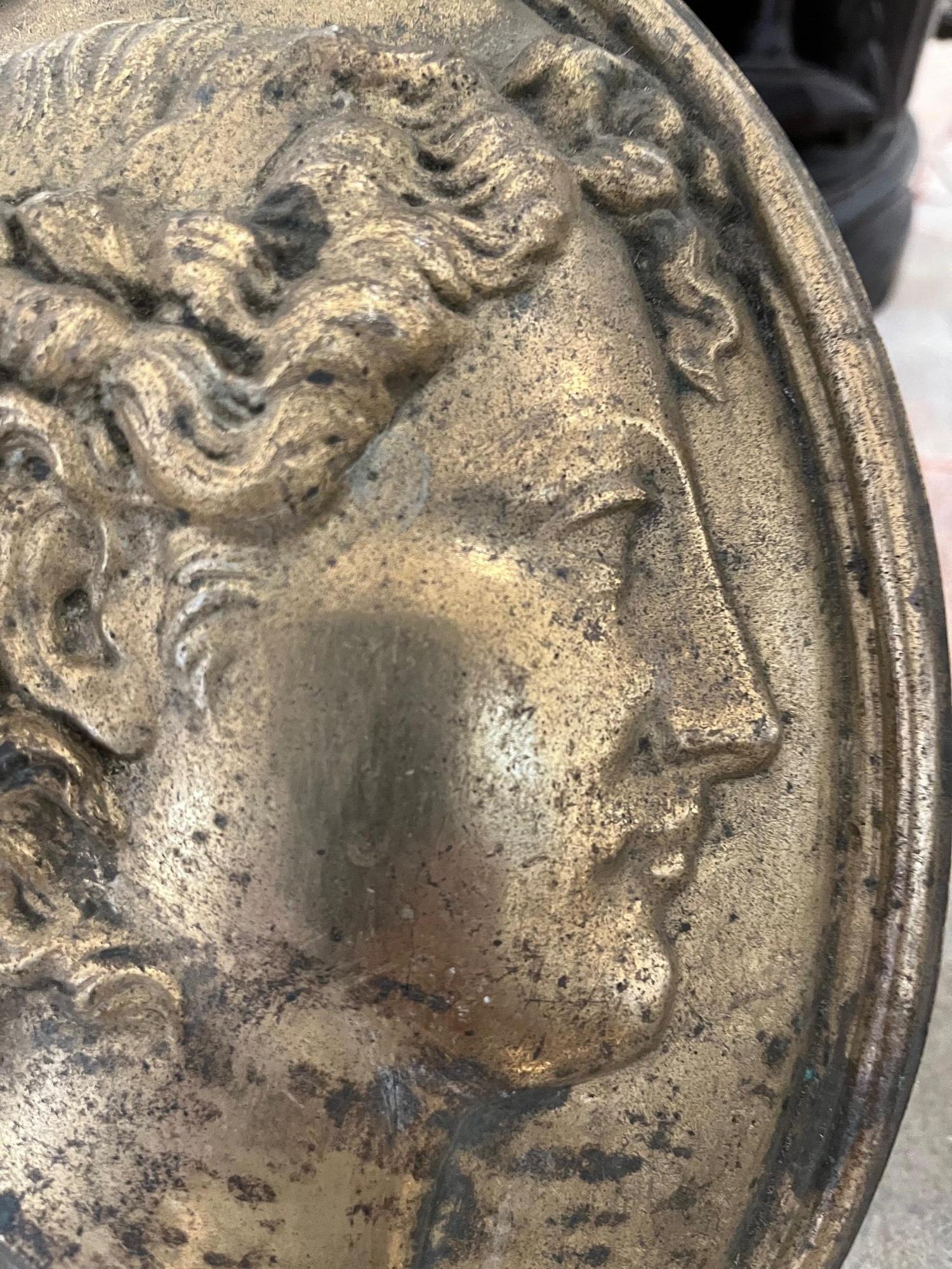 19th Century Pair Grand Tour Neoclassical Gilt Metal Relief Medallions For Sale 1