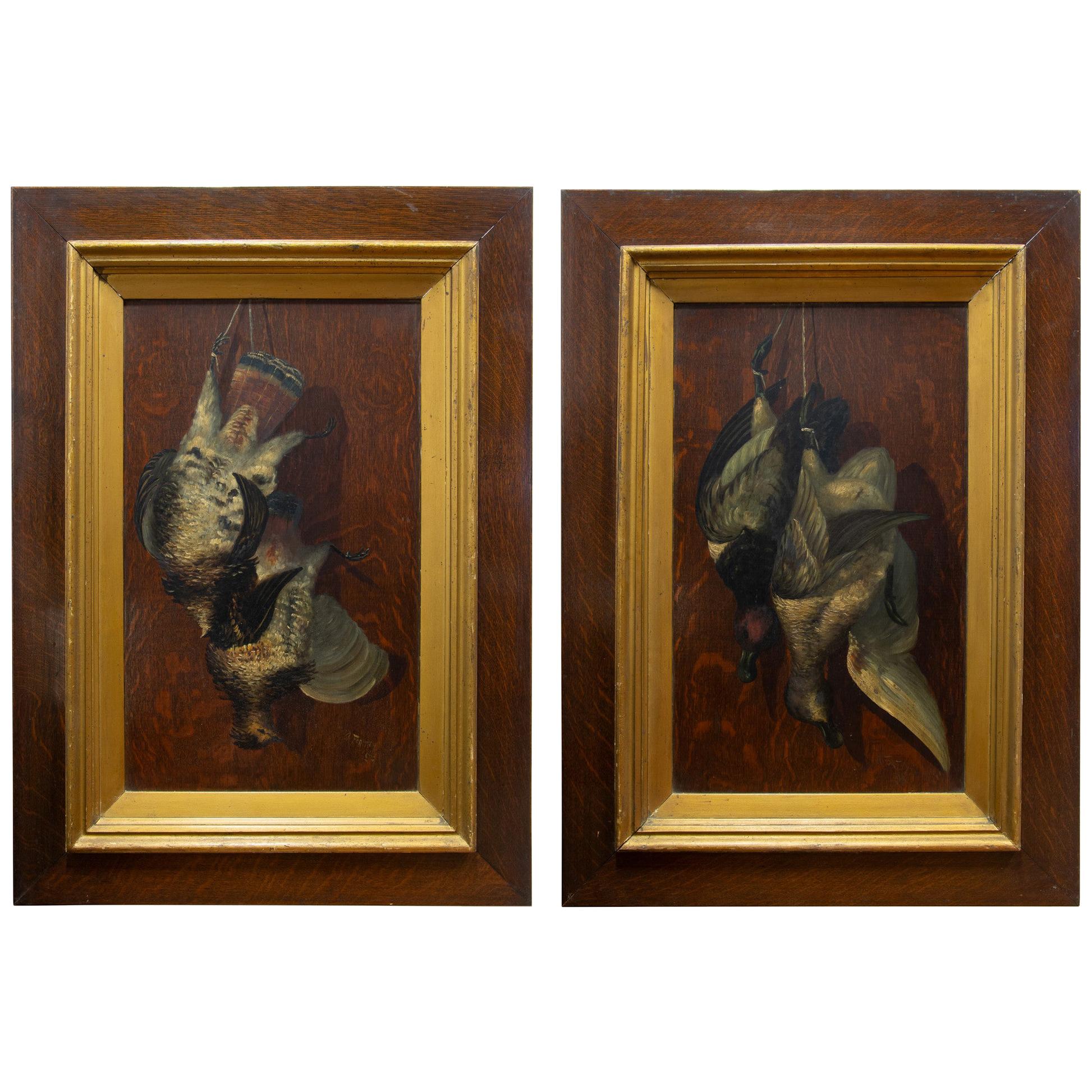 19th Century Pair of Hanging Game Paintings by A. Fortny