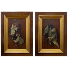 Antique 19th Century Pair of Hanging Game Paintings by A. Fortny