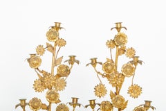 19th Century Pair Italian Gilt Brass Candleholders
