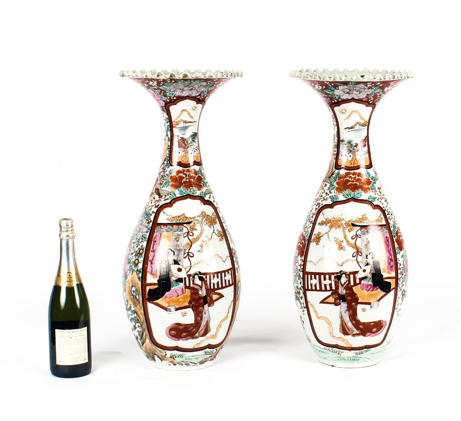 19th Century Pair, Japanese Meiiji Imari Porcelain Vases 10