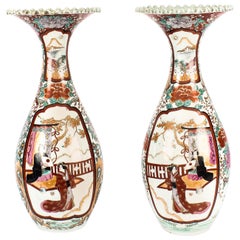 Antique 19th Century Pair, Japanese Meiiji Imari Porcelain Vases