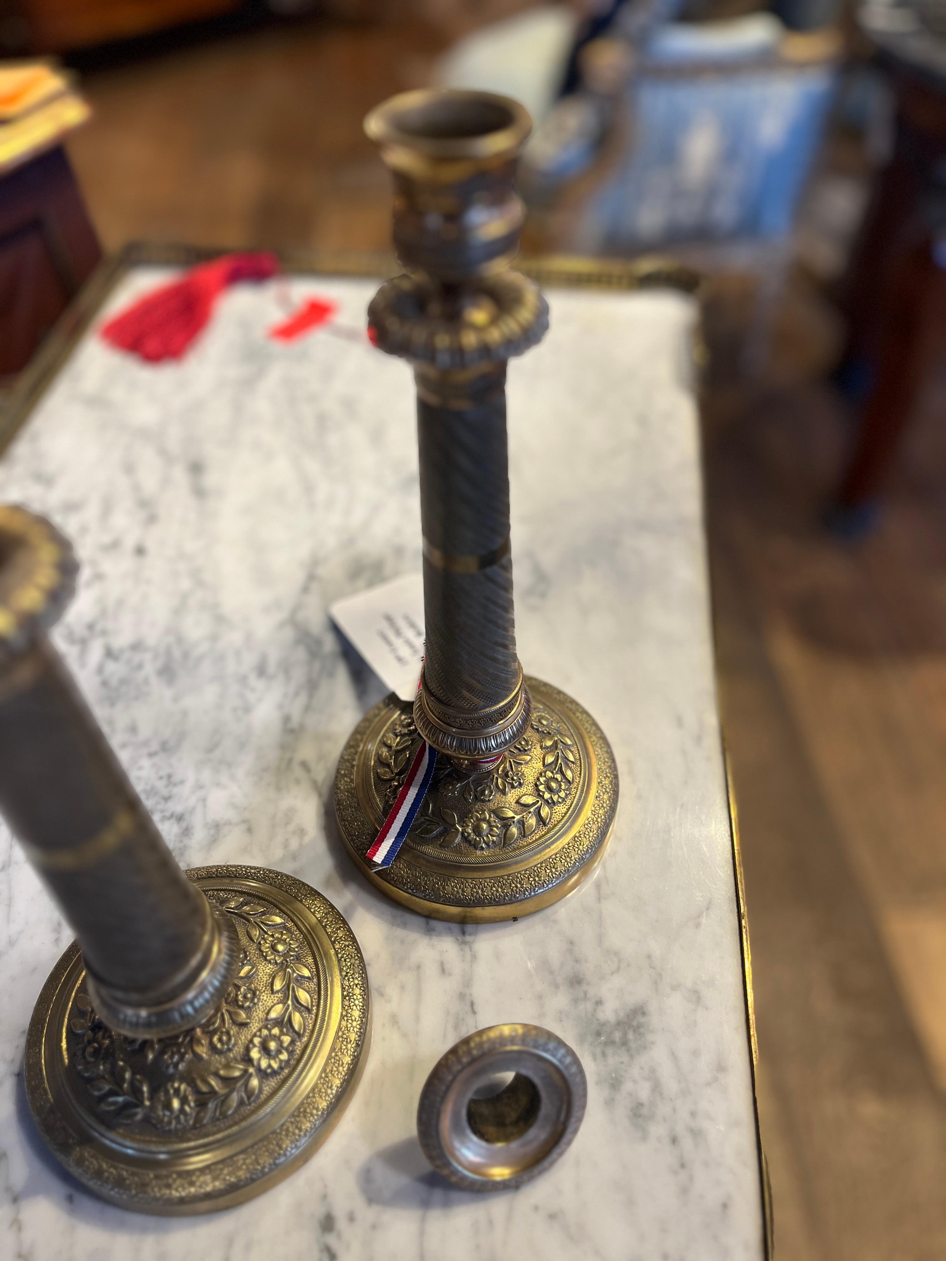 19th Century Pair Louis Philippe Candle Holders In Good Condition For Sale In Scottsdale, AZ