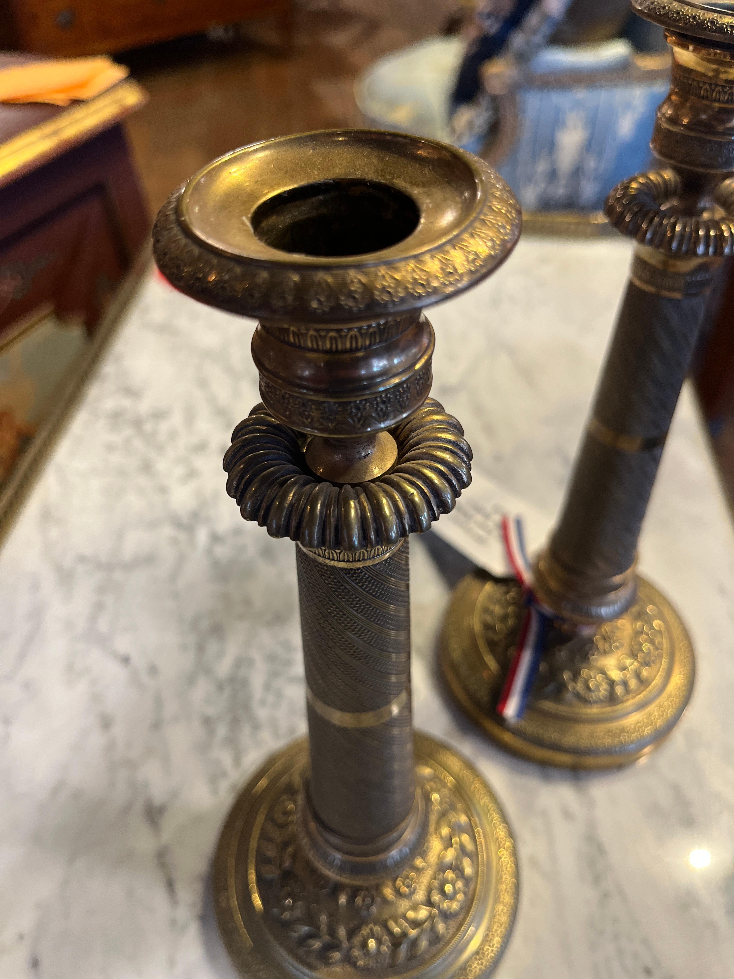 19th Century Pair Louis Philippe Candle Holders For Sale 1