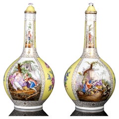 19th Century Louis Philippe Porcelain  Pair of  Vases Germany 1840