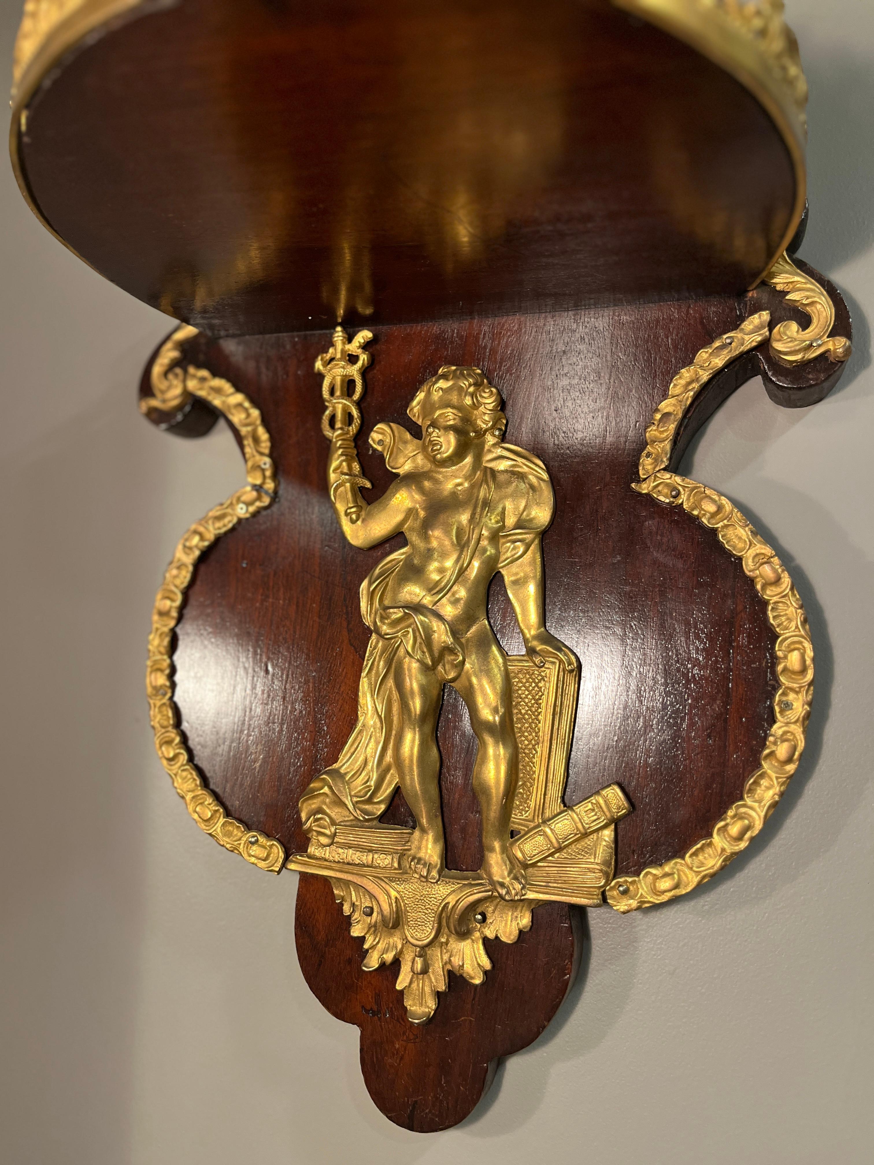 19th Century Pair Napoleon III Mahogany and Ormolu Neoclassical Wall Brackets In Good Condition For Sale In Scottsdale, AZ