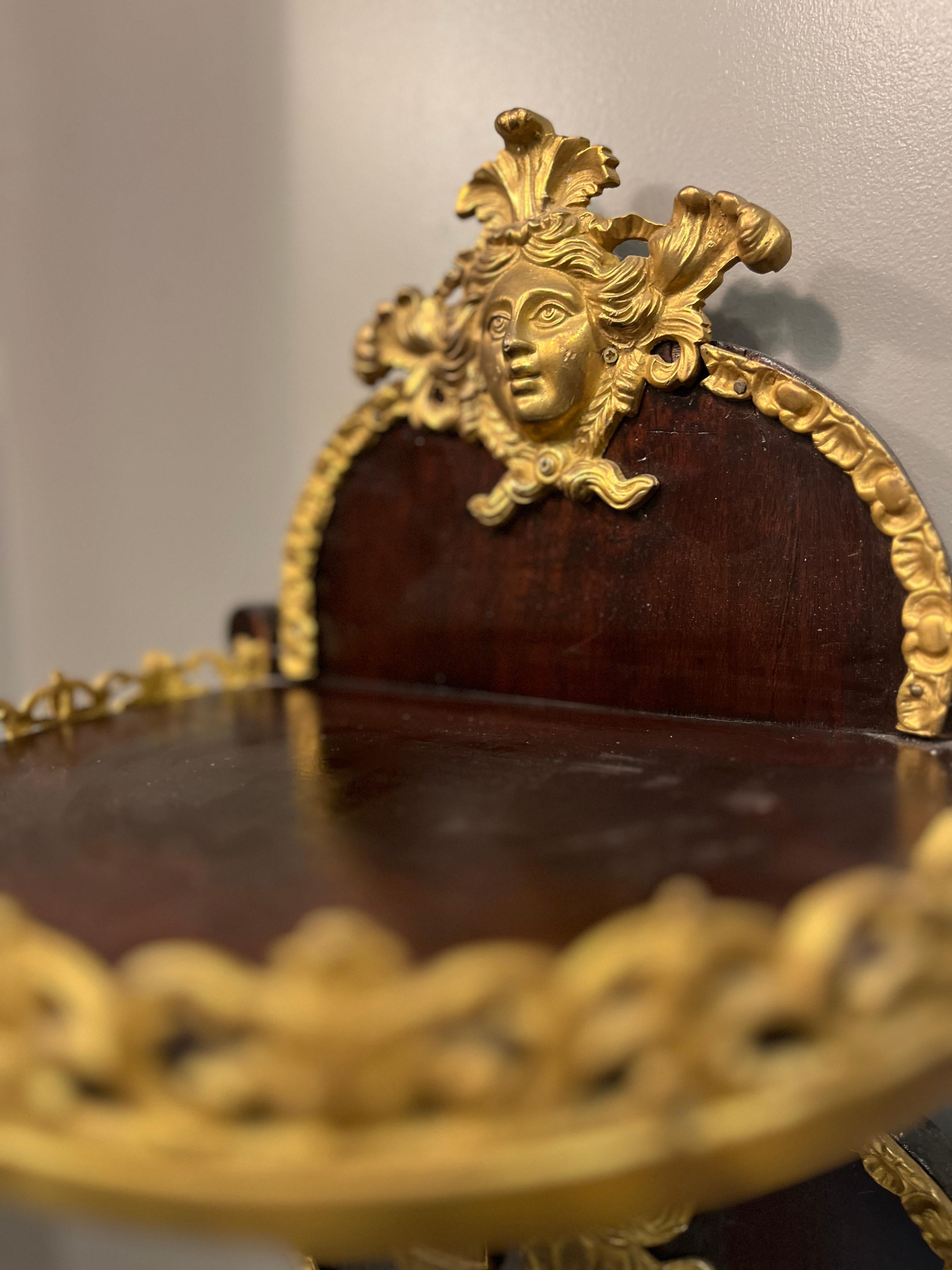 19th Century Pair Napoleon III Mahogany and Ormolu Neoclassical Wall Brackets For Sale 1