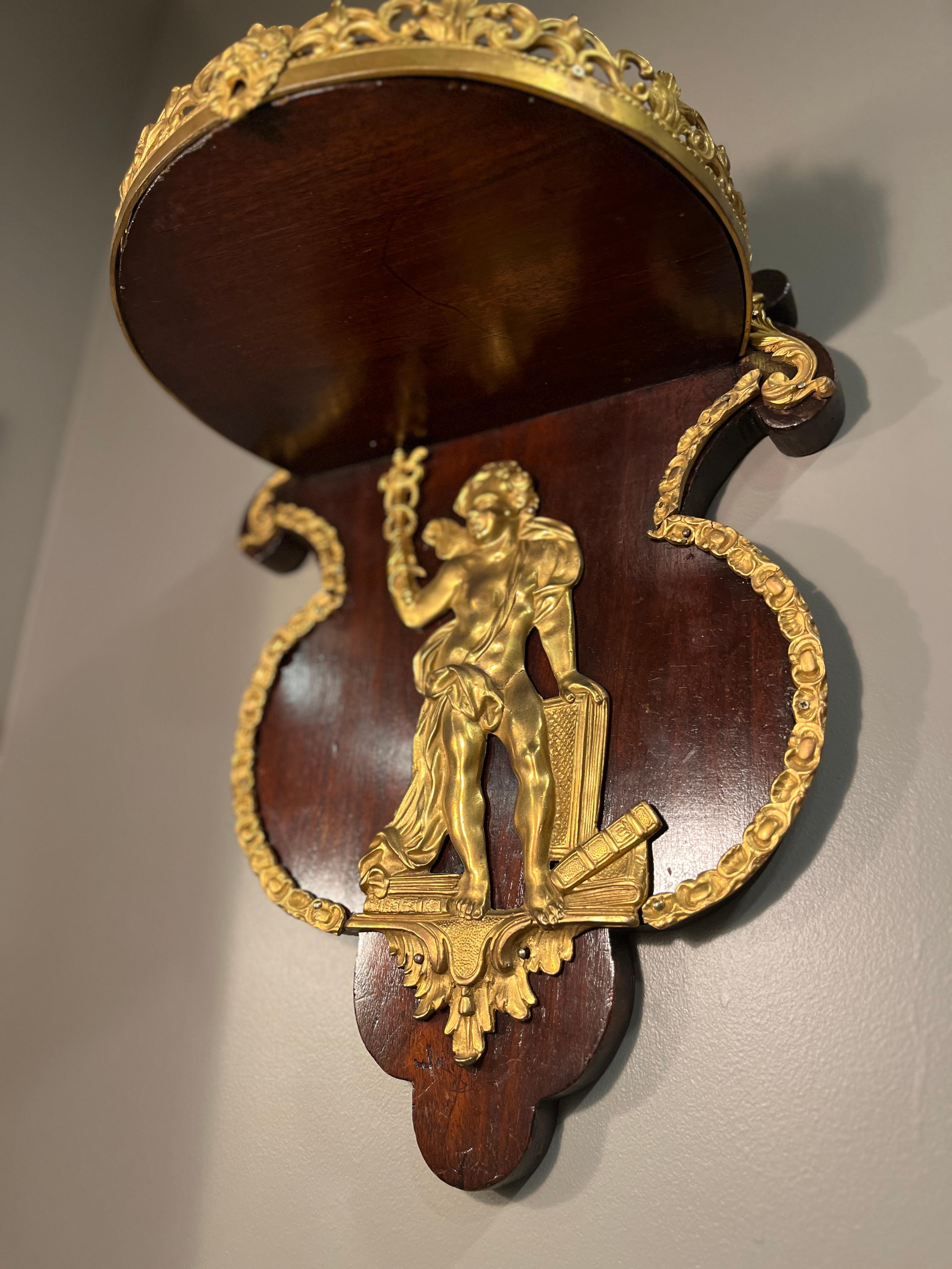 19th Century Pair Napoleon III Mahogany and Ormolu Neoclassical Wall Brackets For Sale 2