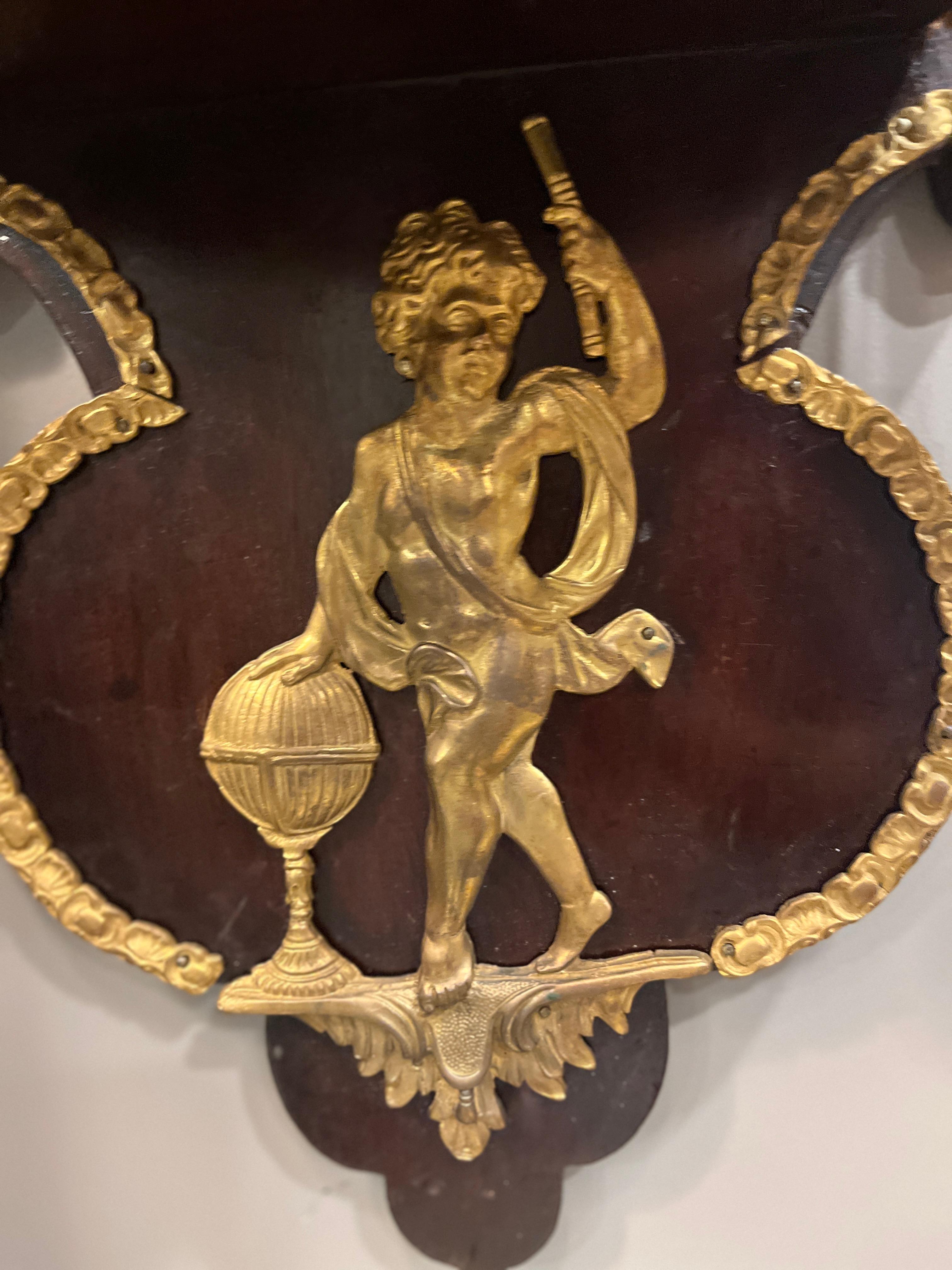 19th Century Pair Napoleon III Mahogany and Ormolu Neoclassical Wall Brackets For Sale 3