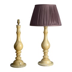Antique 19th Century Pair of Alabaster Lamps