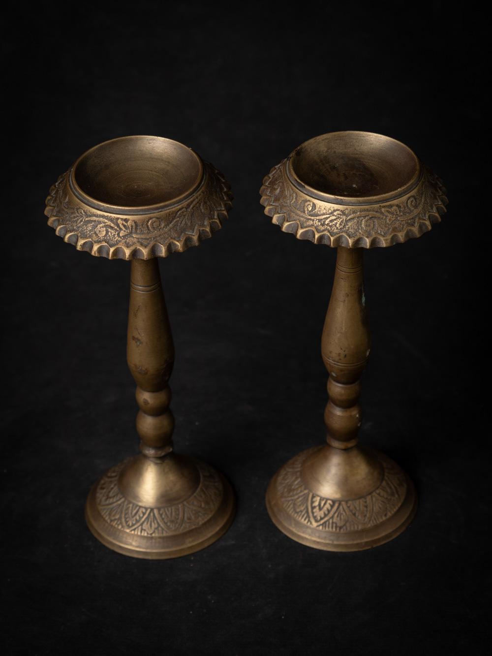 Indian 19th century Pair of antique Candle holders from India - Original Buddhas For Sale