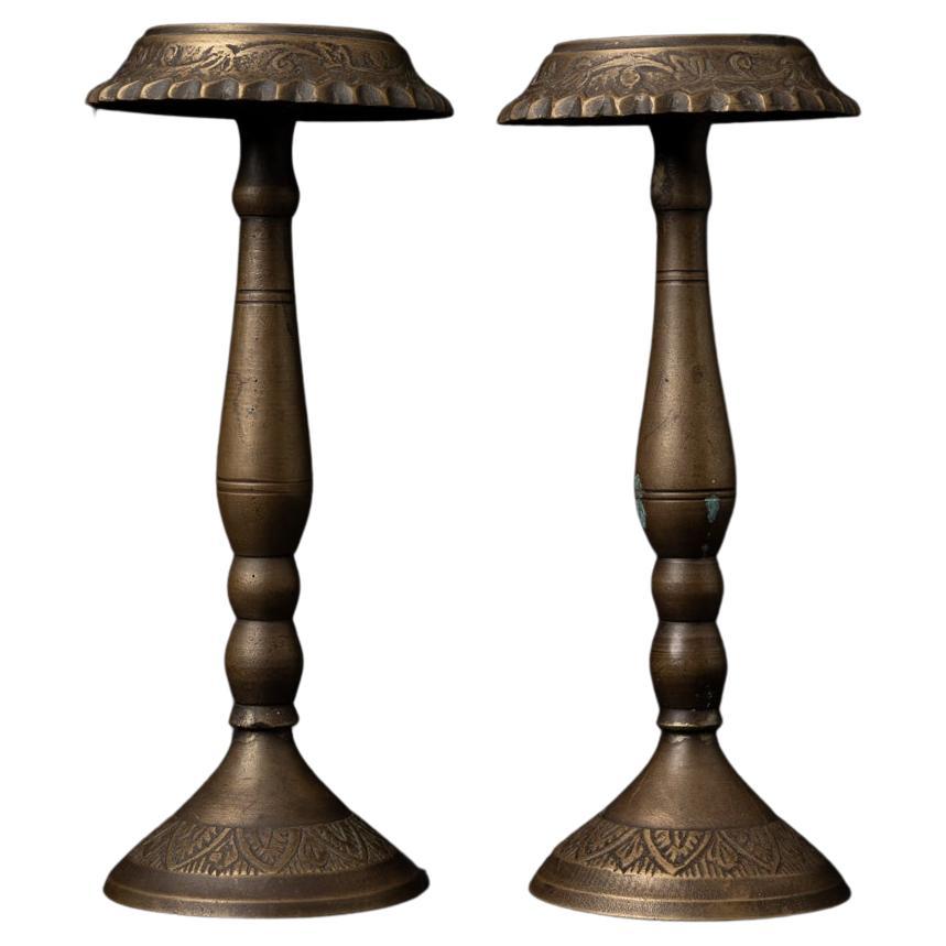 19th century Pair of antique Candle holders from India - Original Buddhas For Sale