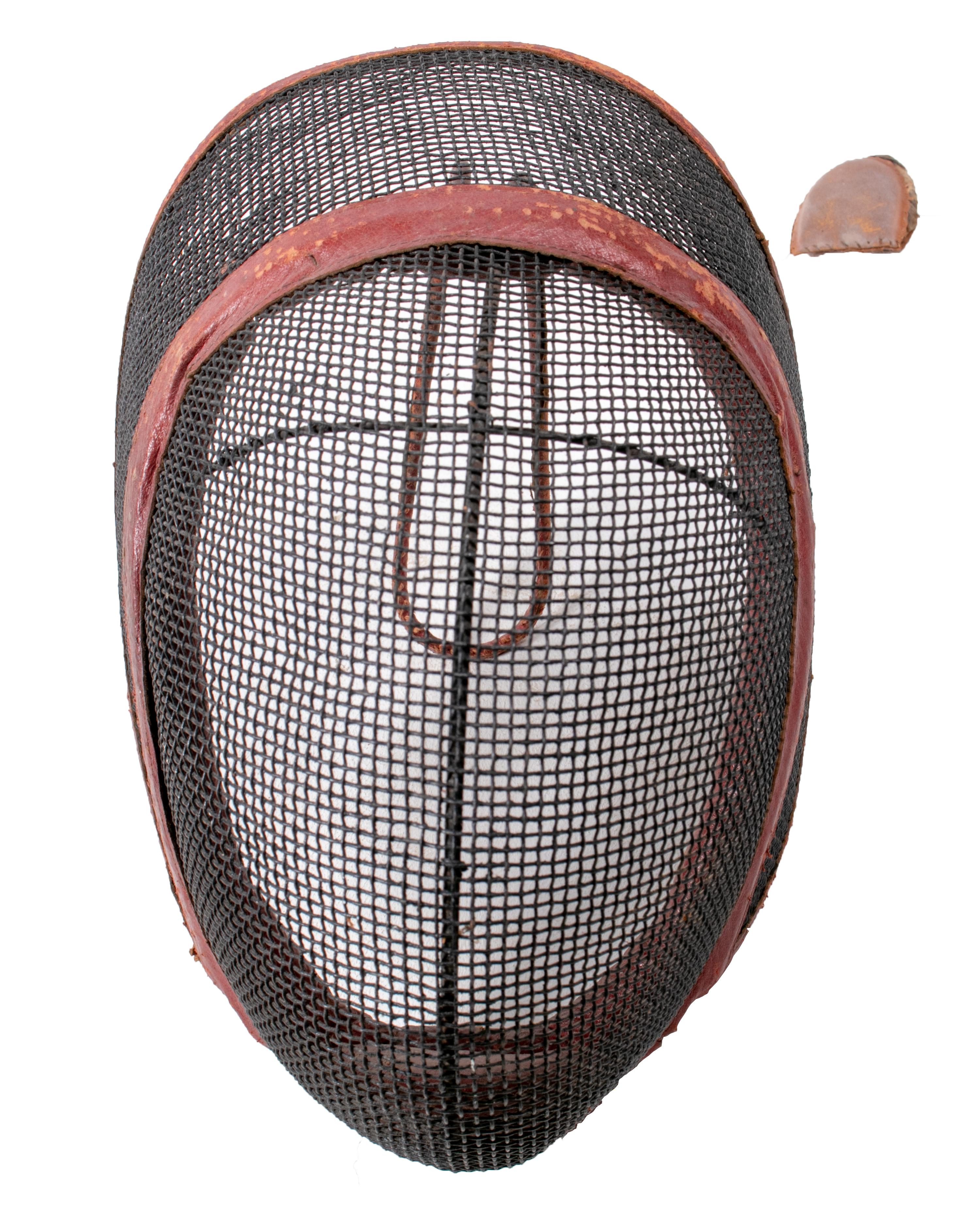 19th Century Pair of Antique Iron and Leather Fencing Mesh Mask 2