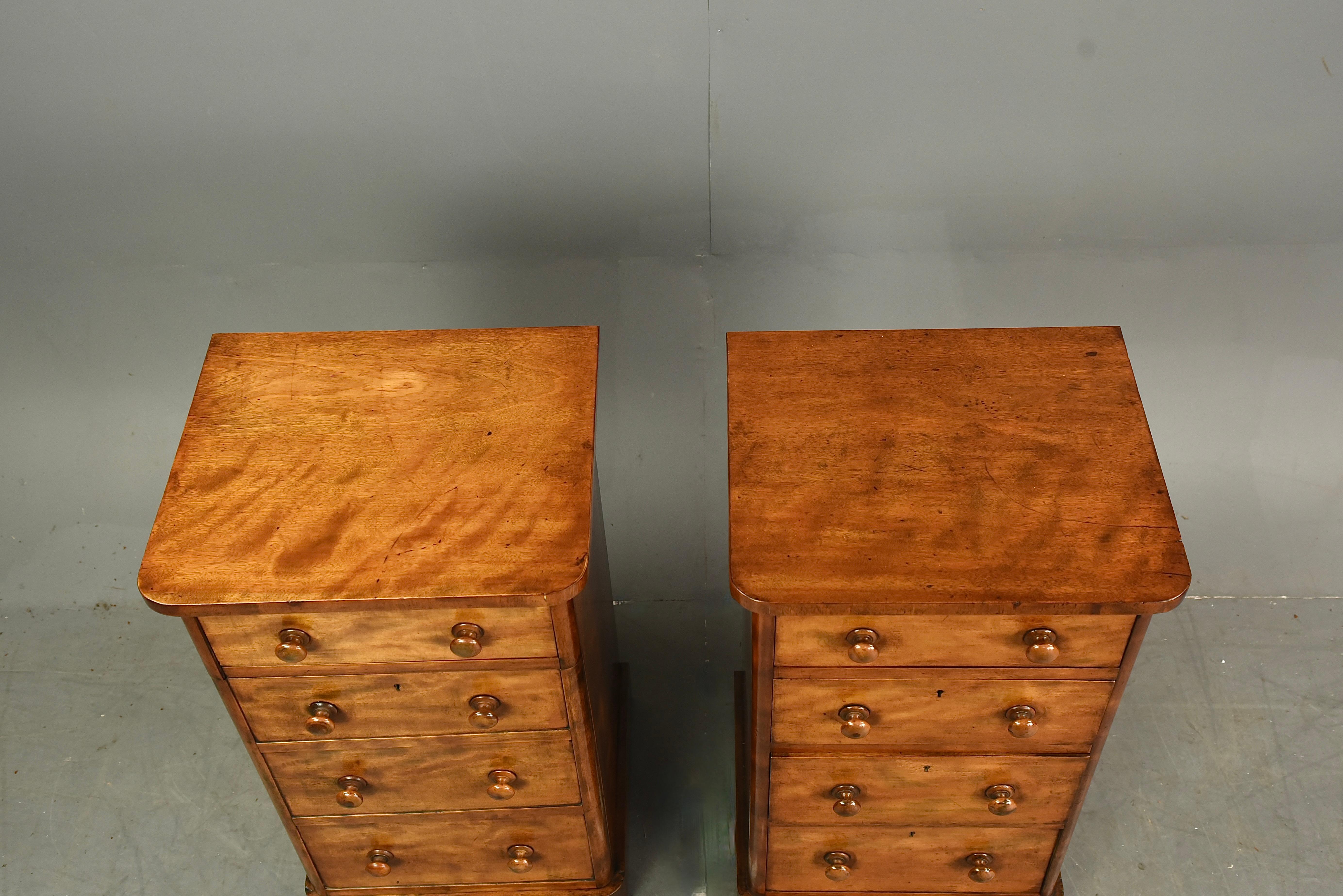 Late 19th Century 19th century pair of Antique satin walnut bedside chests of drawers nite stands