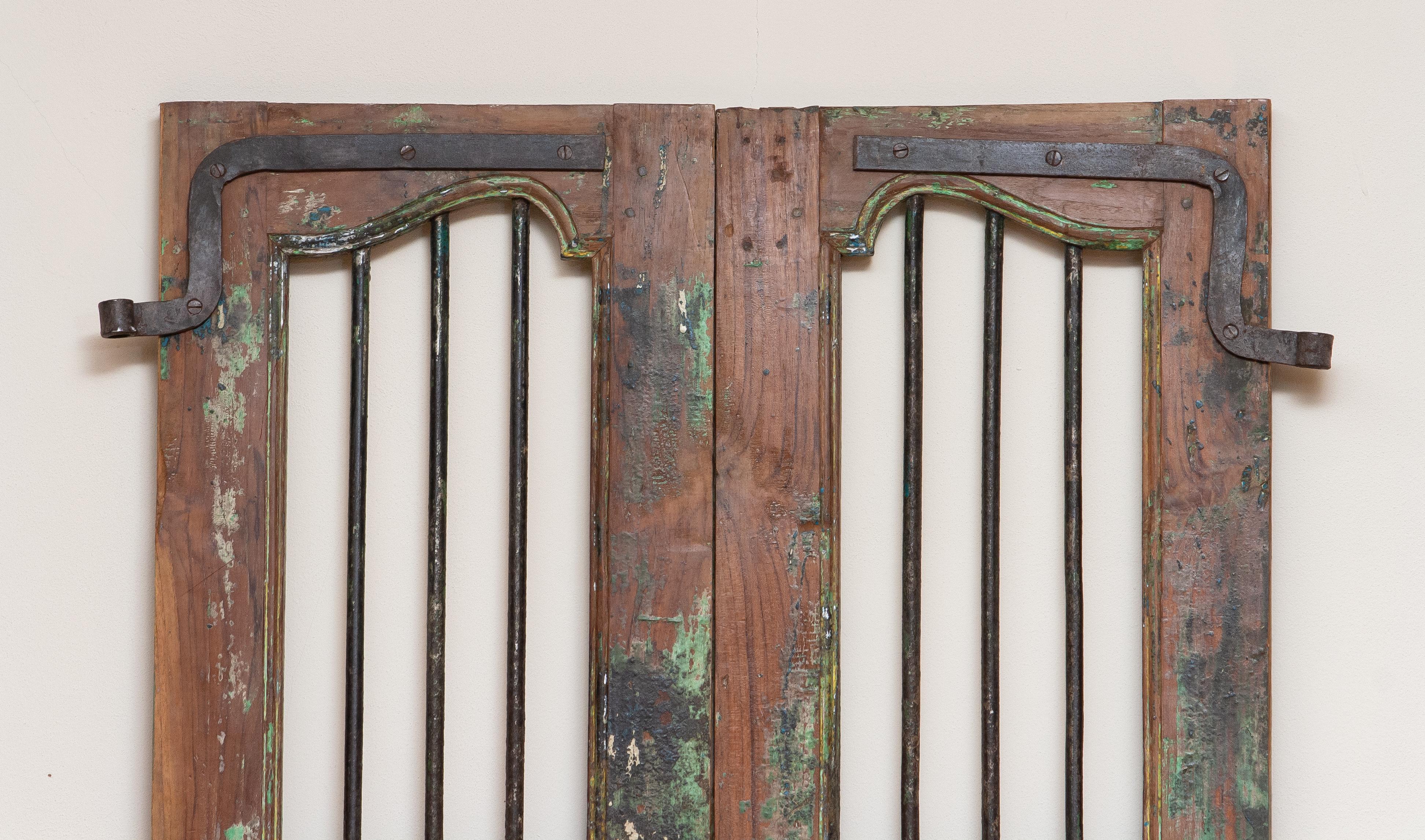 Steel 19th Century Pair of Antique Window / Doors Shutters from India with Metal Bars