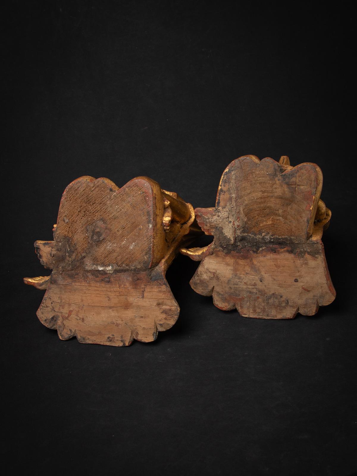 19th century Pair of antique wooden Burmese Monk statues - OriginalBuddhas For Sale 15