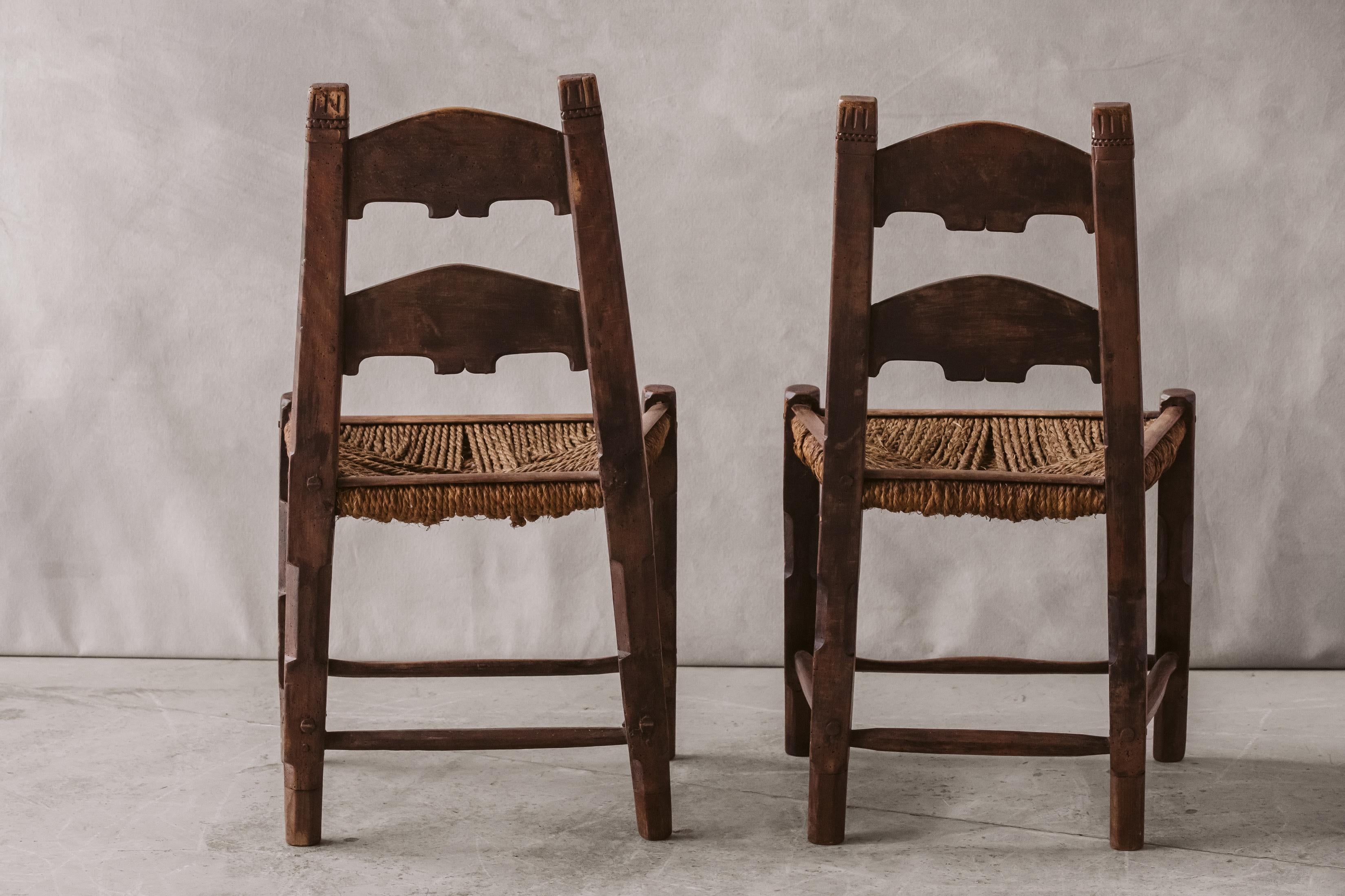 Pine 19th Century Pair of Art Populaire Chairs from France, circa 1880