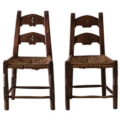 19th Century Pair of Art Populaire Chairs from France, circa 1880