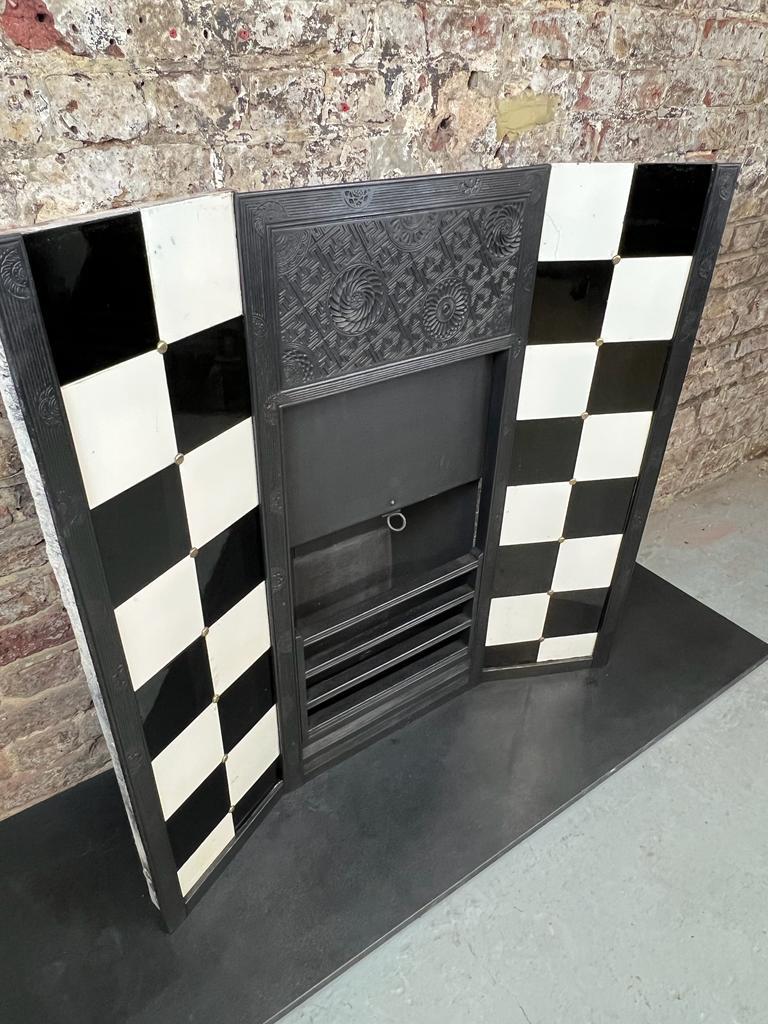 19th Century Pair Of Arts & Craft Tiled Cast-Iron Fireplaces For Sale 4