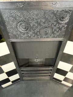 19th Century Pair Of Arts & Craft Tiled Cast-Iron Fireplaces