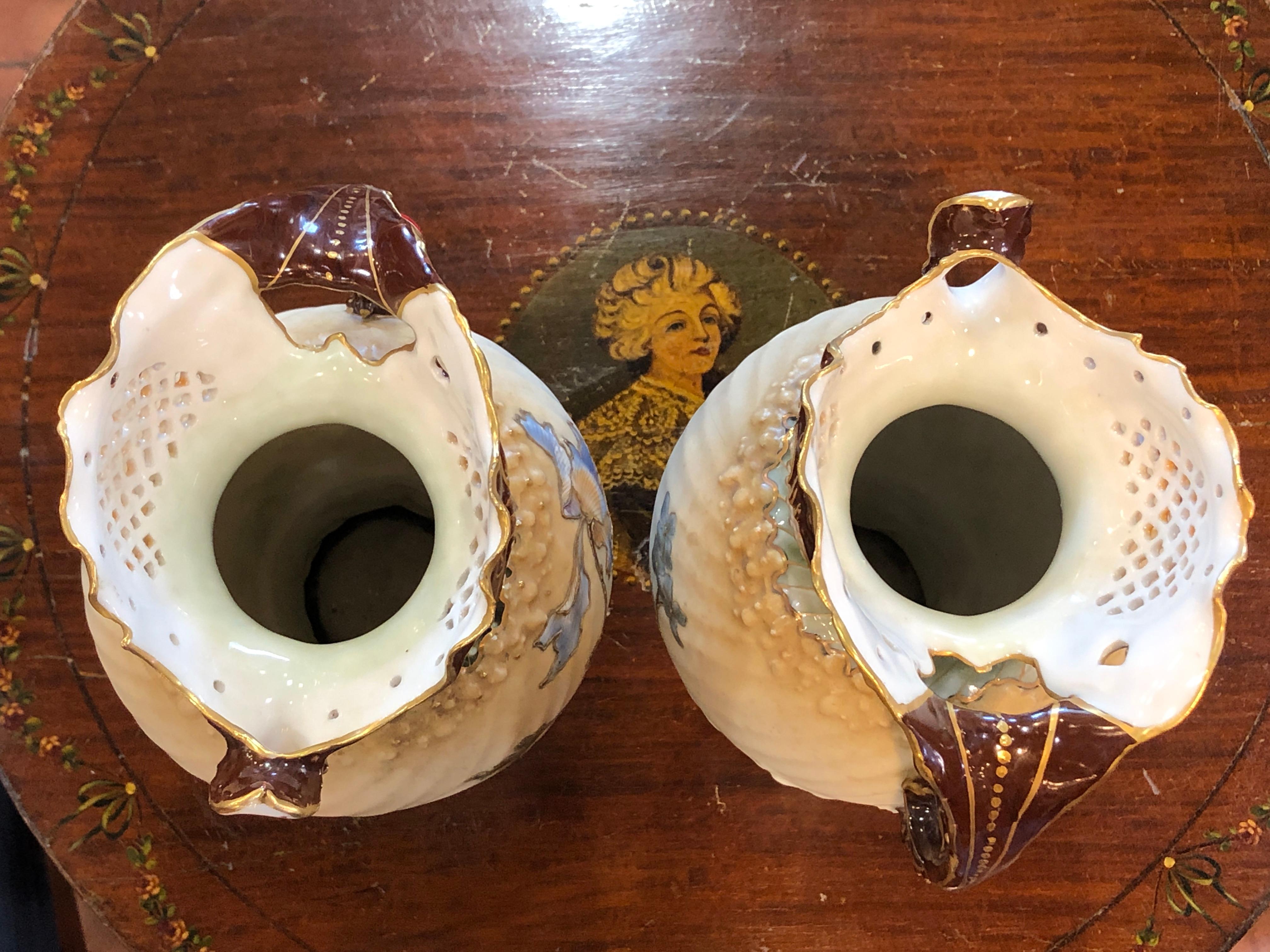 19th Century Pair of Austria Porcelain Pitchers EV Turn Marked, 1880s In Good Condition In Roma, RM