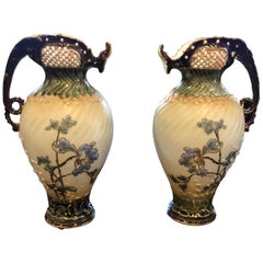 19th Century Pair of Austria Porcelain Pitchers EV Turn Marked, 1880s