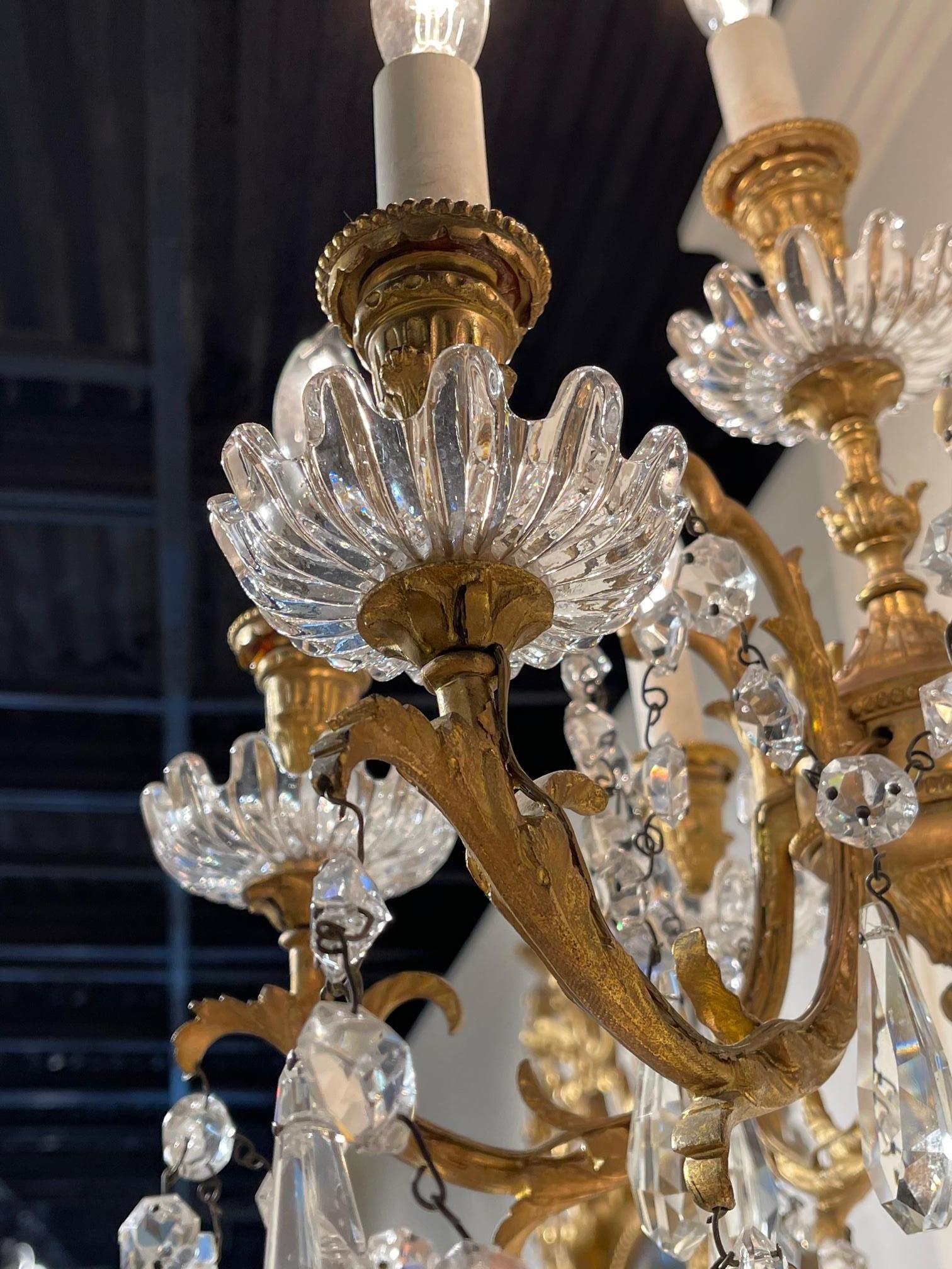 19th Century Pair of Baccarat Crystal Sconces with 4 Lights 2