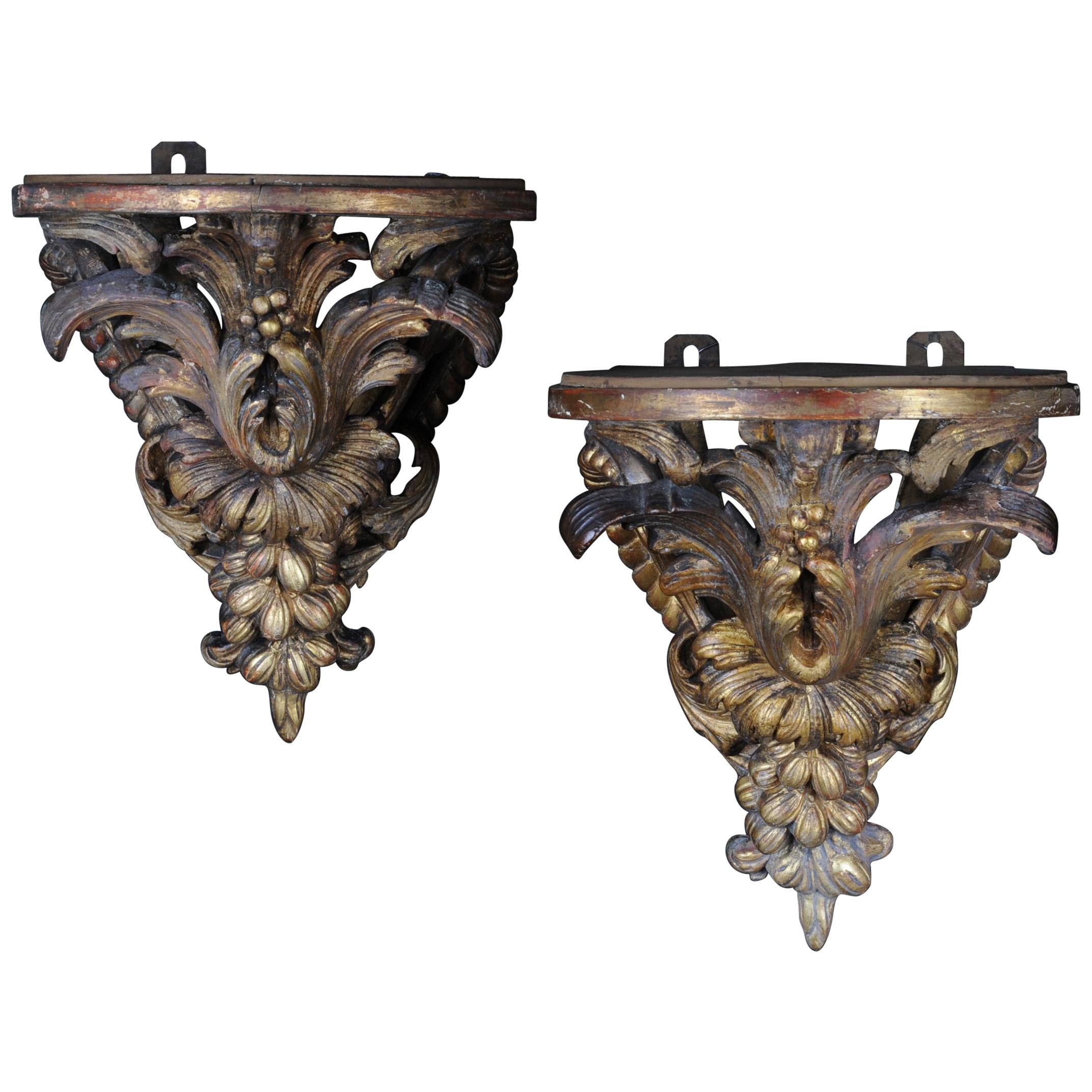 19th Century Pair of Baroque Wall Brackets, circa 1870