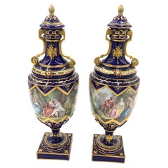 19th Century Pair of Bejewelled Sevres Style Vases