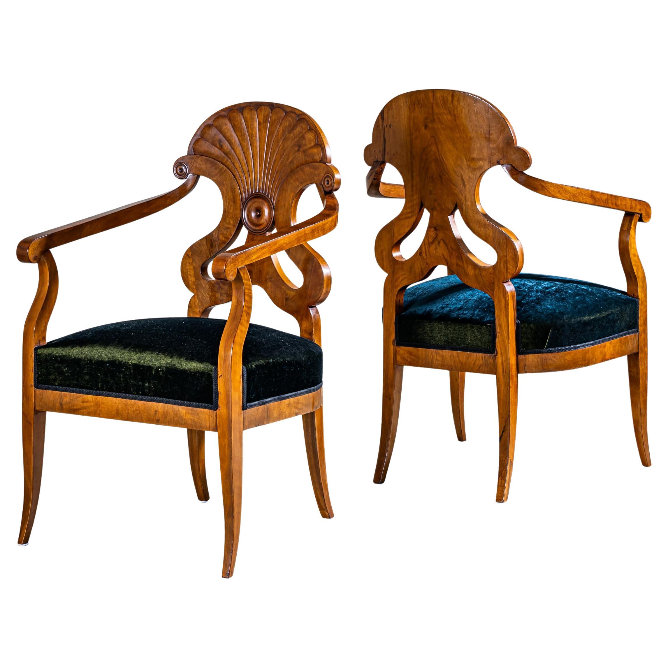 19. Jahrhundert Biedermeier-Sesselpaar, Deutschland im Angebot