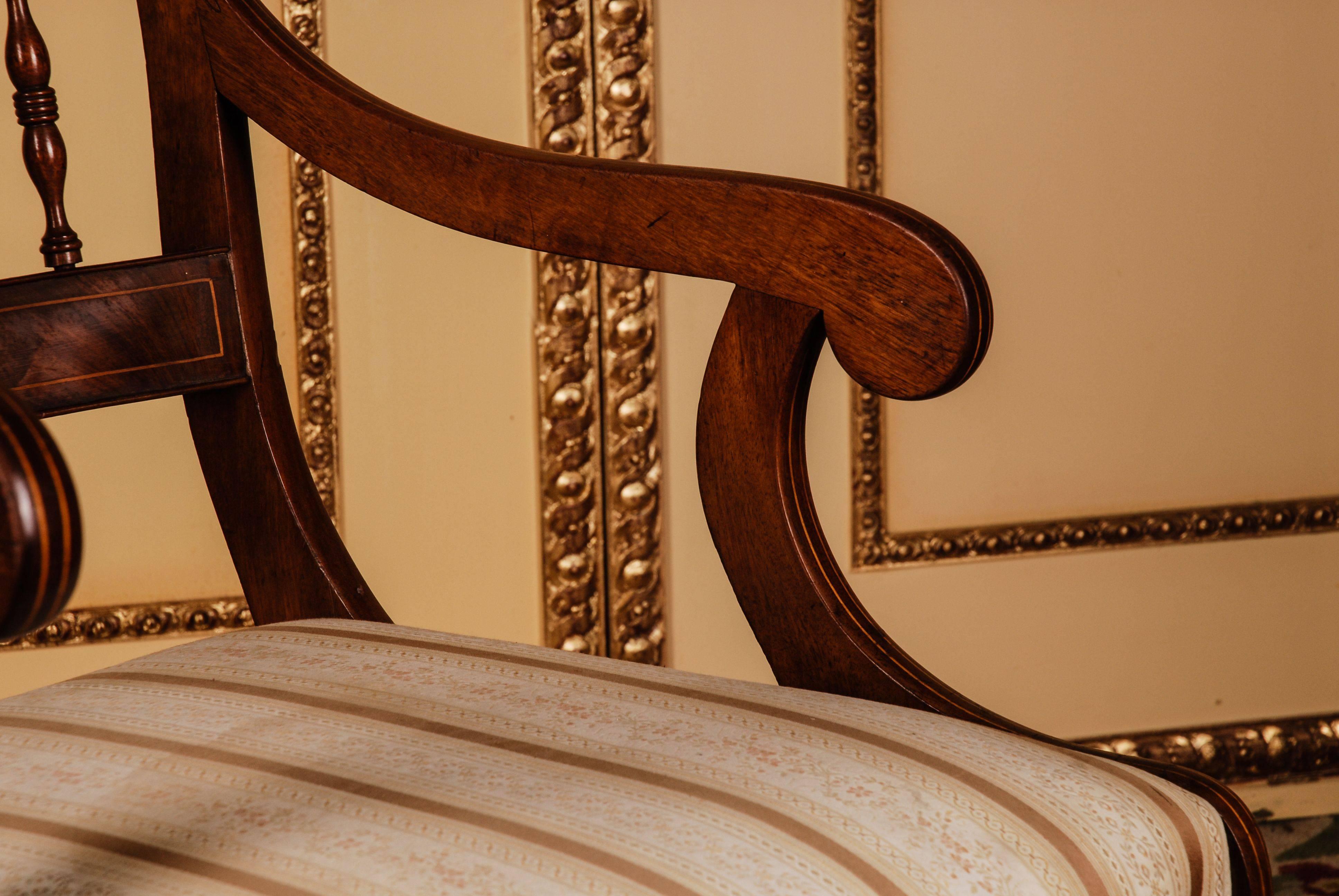 19th Century Pair of Biedermeier Style Mahogany Armchair Chair 4