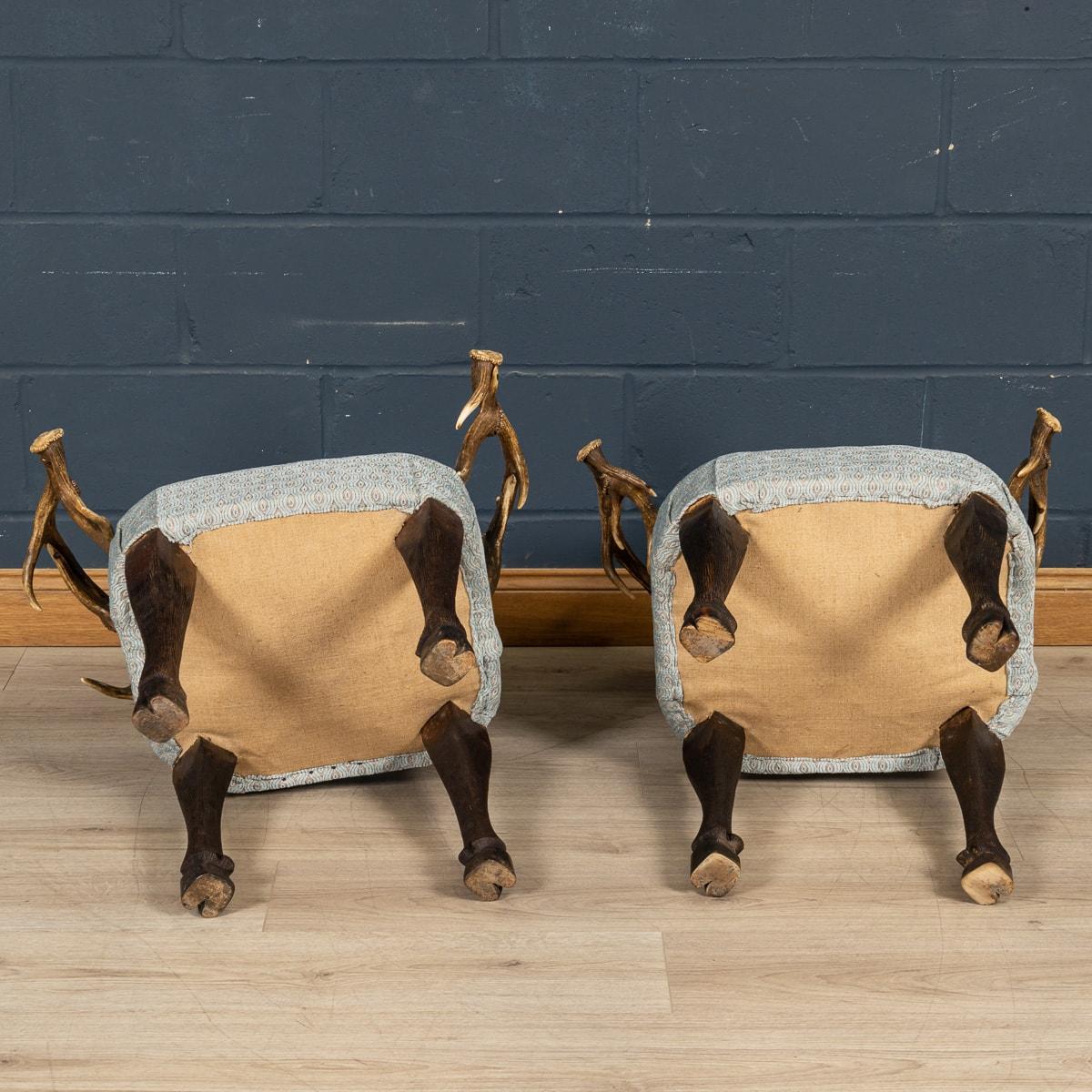 19th Century Pair Of Black Forest Antler Horn Hall Chairs, Swiss/German, c.1890 3