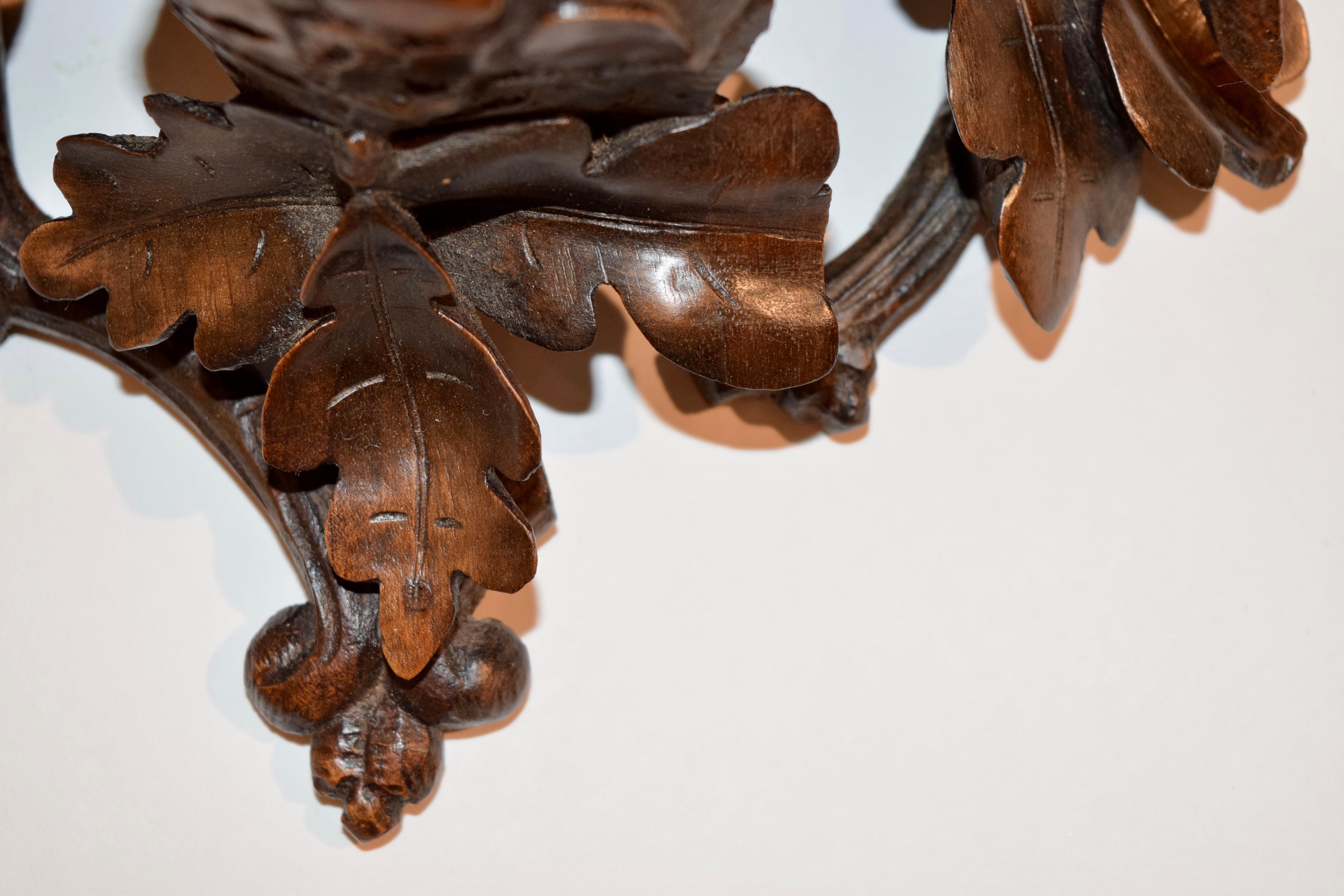 Hand-Carved 19th Century Pair of Black Forest Bracket Shelves