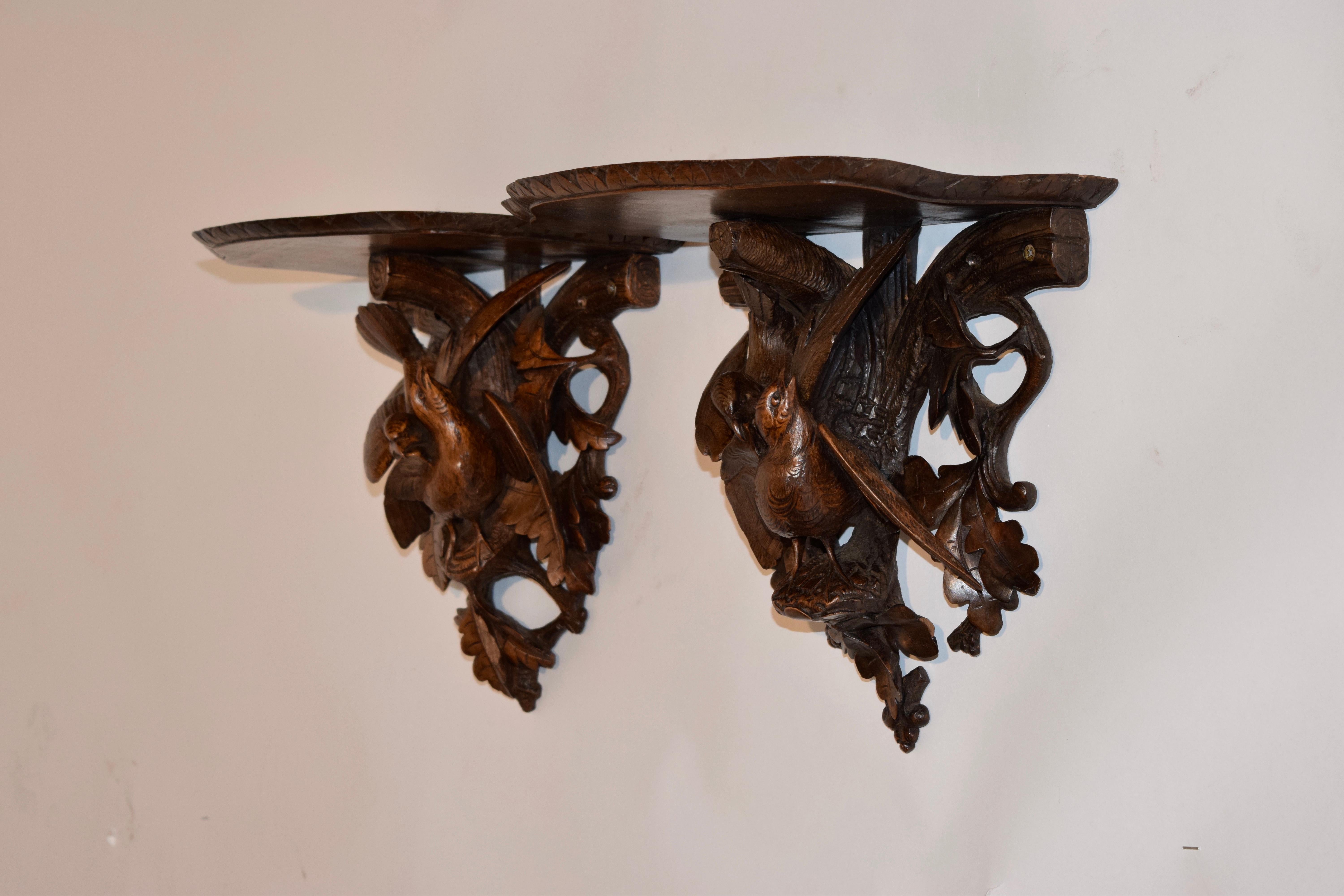 19th Century Pair of Black Forest Bracket Shelves In Good Condition In High Point, NC