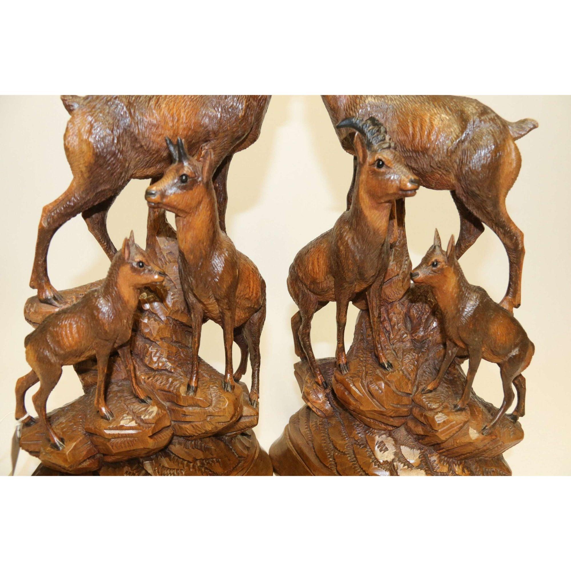 19th Century Pair of Black Forest Carved Figures in the Form of Ibex and Chamois For Sale 9