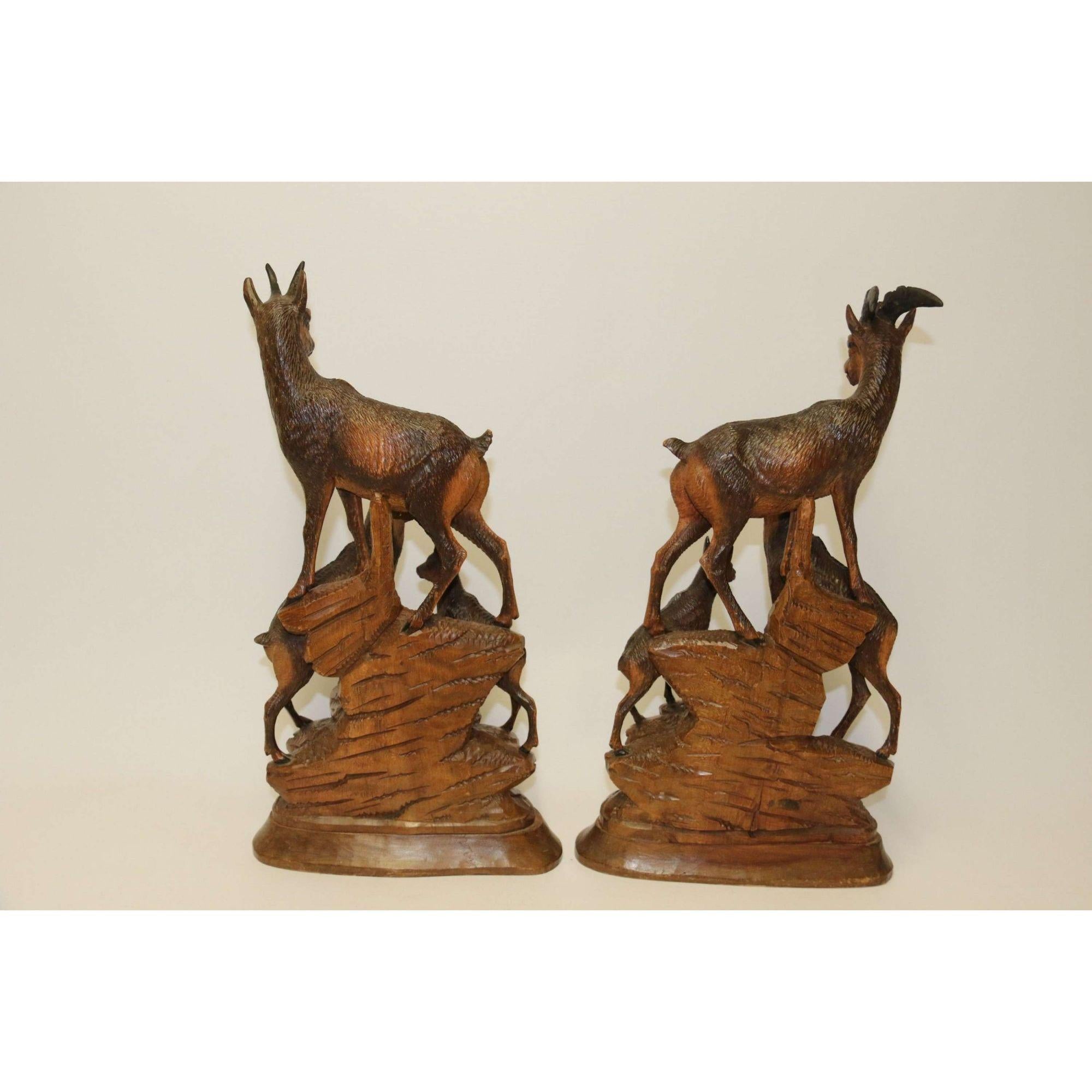 19th Century Pair of Black Forest Carved Figures in the Form of Ibex and Chamois For Sale 12