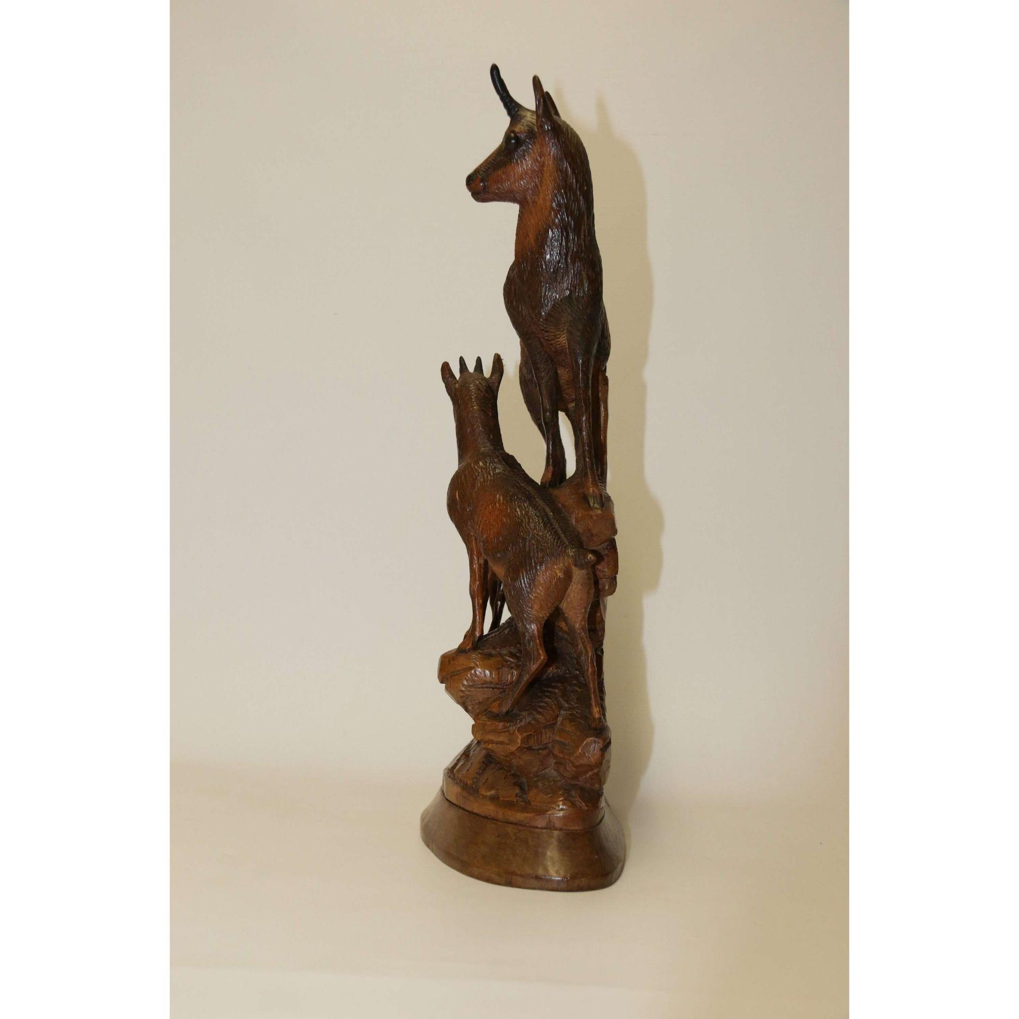 19th Century Pair of Black Forest Carved Figures in the Form of Ibex and Chamois For Sale 14