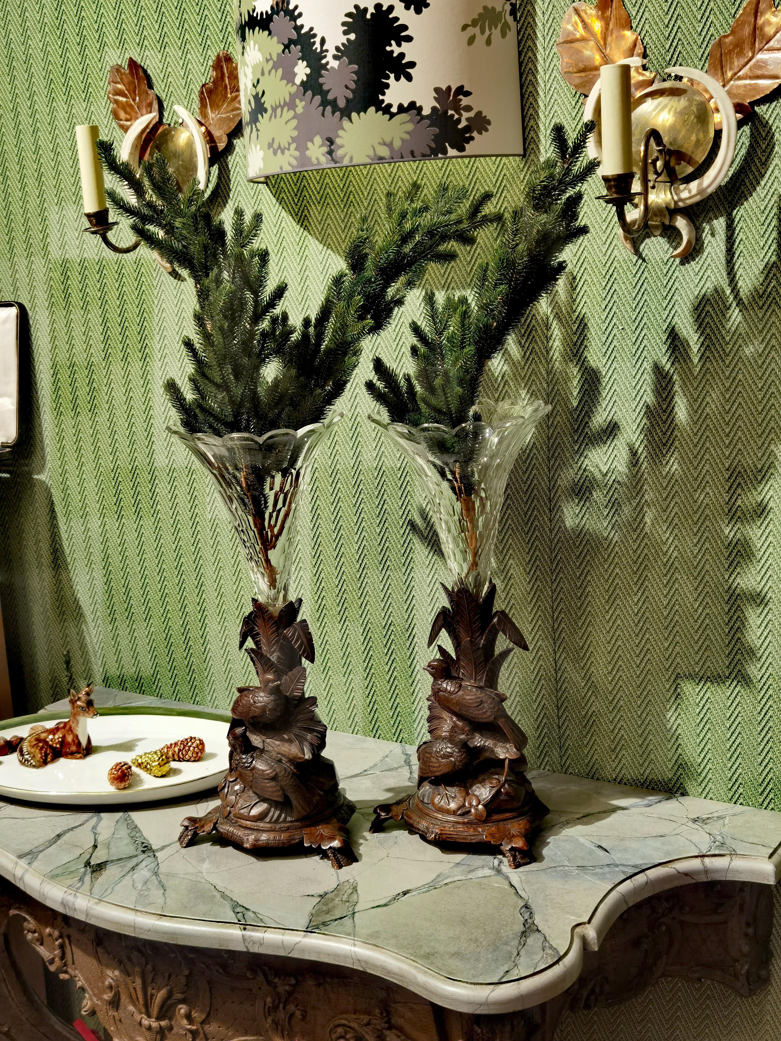 19th Century Pair of Black Forest Wood Carved Centerpieces 4