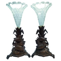 19th Century Pair of Black Forest Wood Carved Centerpieces