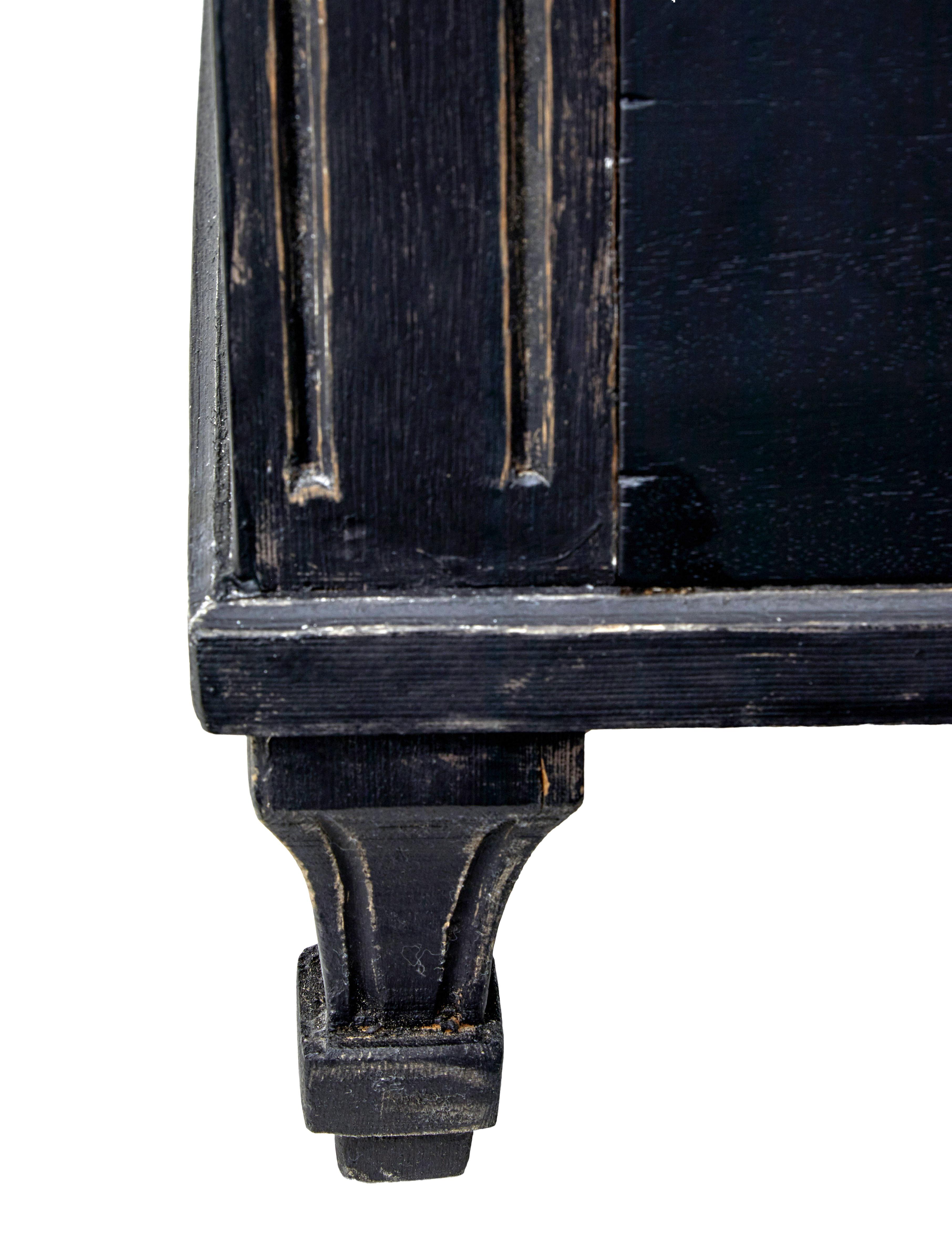 19th Century Pair of Black Painted Swedish Commodes 3