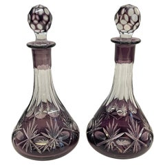 19th Century Pair of Bohemian Crystal Decanters