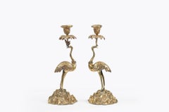 19th Century pair of brass candlesticks