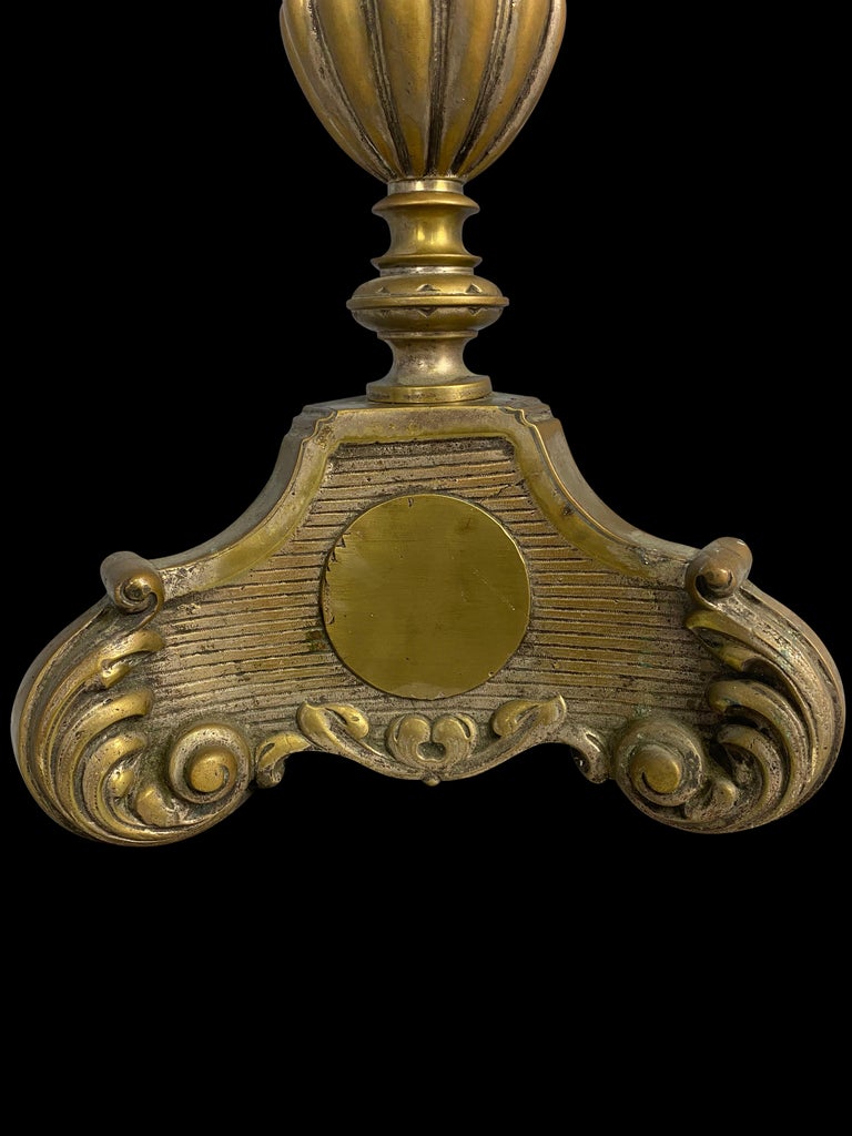 19th Century Pair of Brass Church Candelabras For Sale at 1stDibs