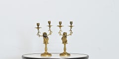 19th Century Pair of Brass Lion Candlesticks from Amsterdam
