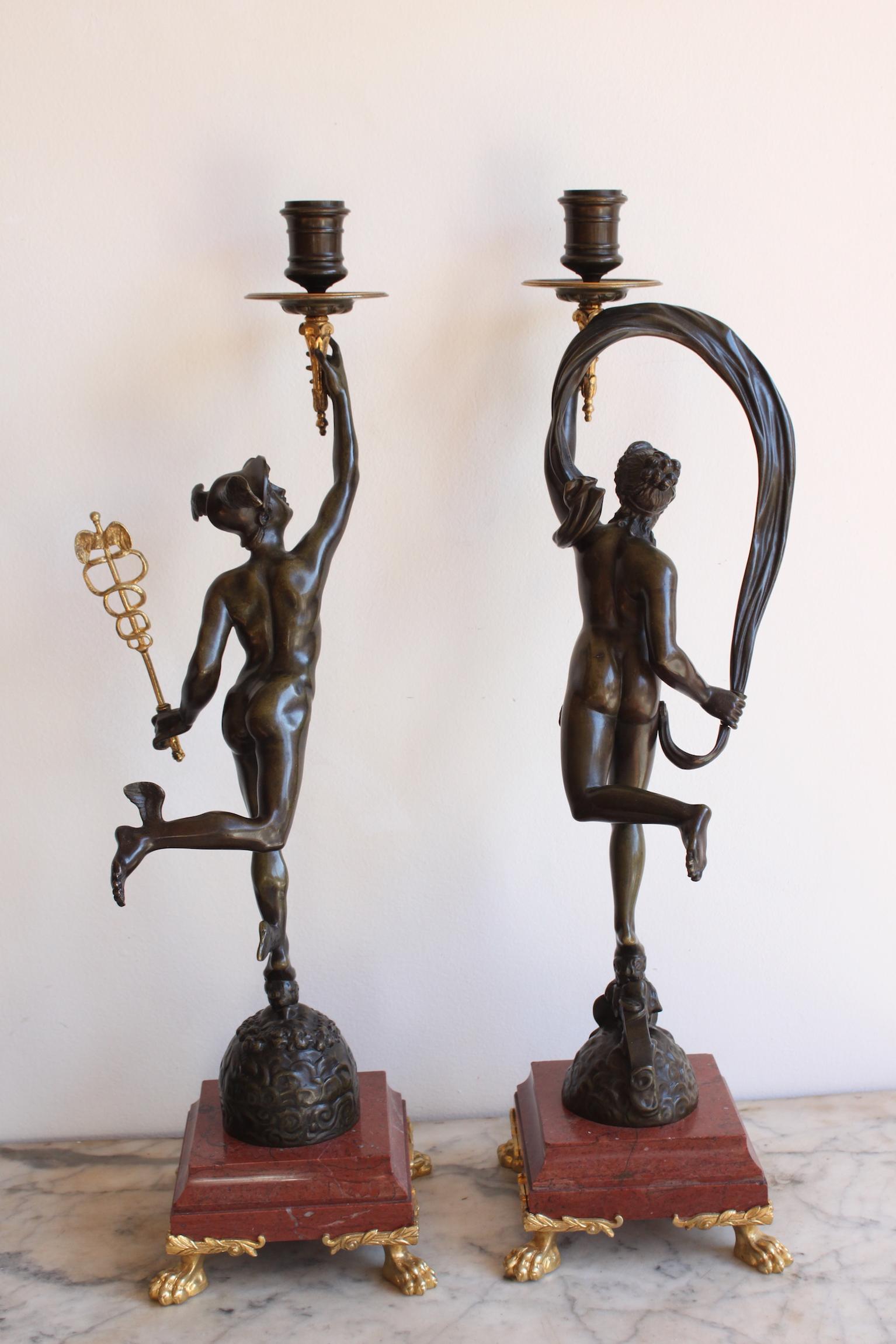 French 19th Century Pair of Bronze Candelabra