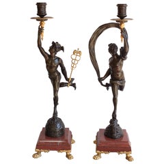 19th Century Pair of Bronze Candelabra