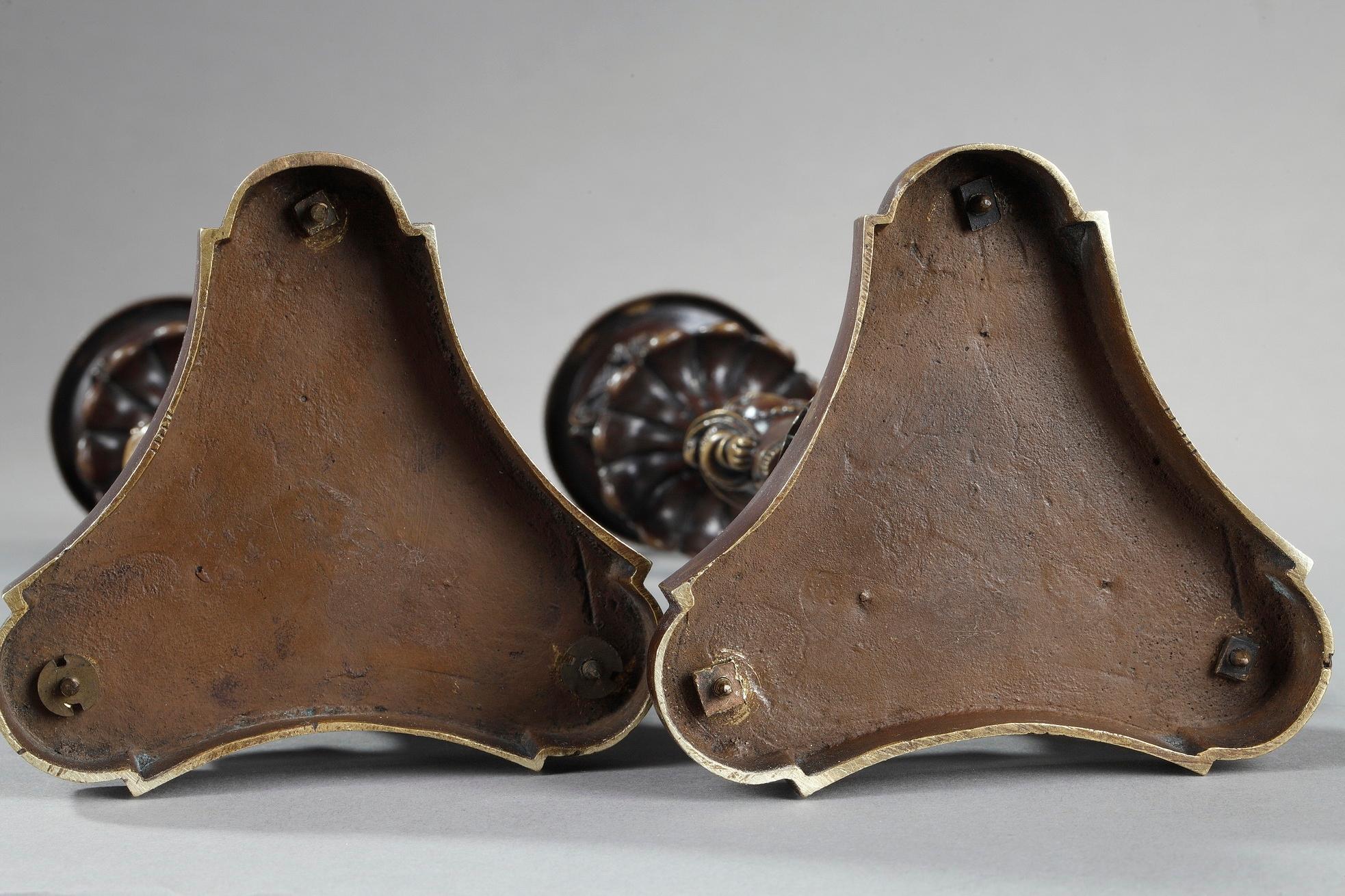 19th Century Pair of Bronze Candlesticks in Chinese Taste 12